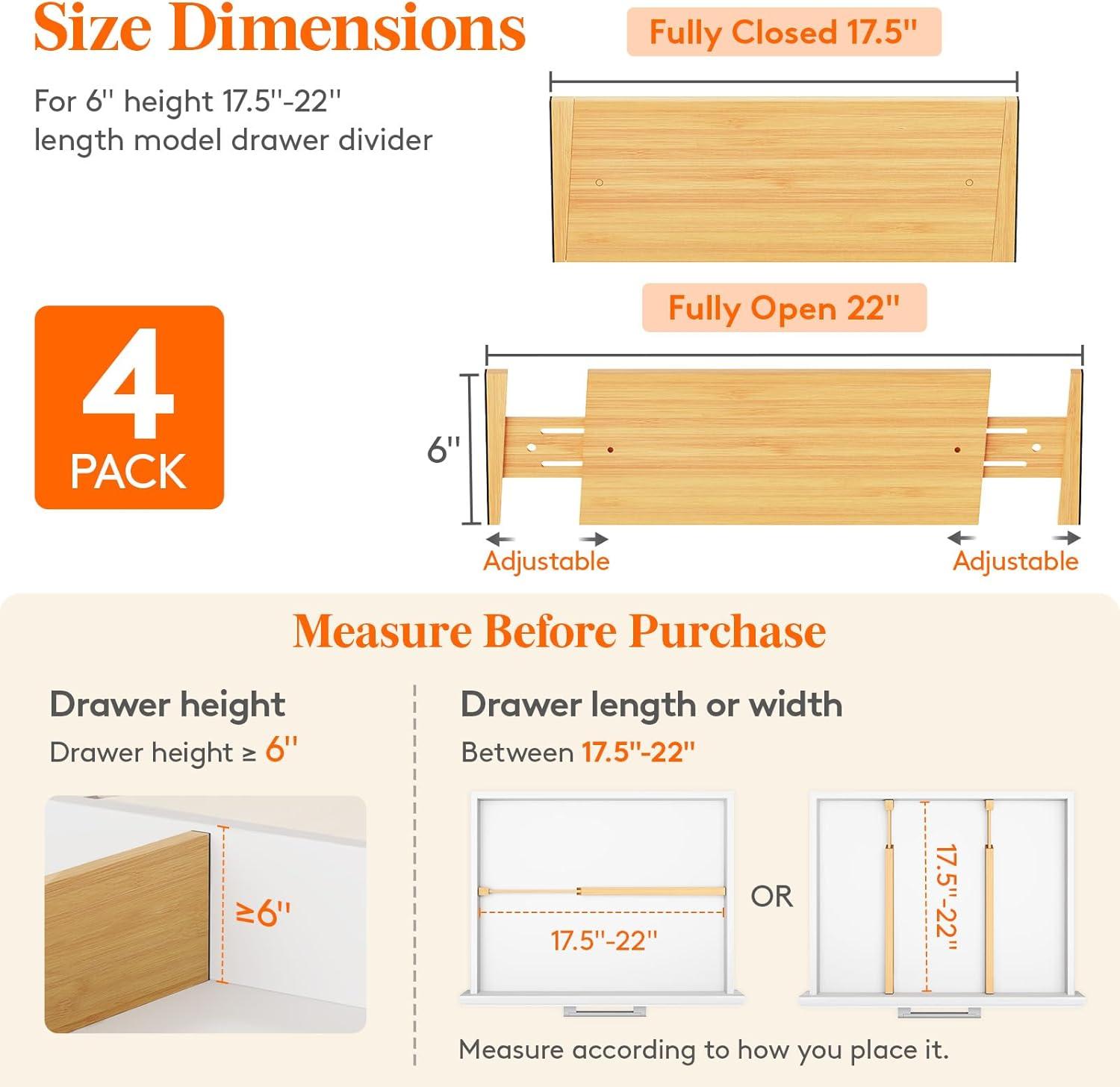 imageLifewit 6 Pack 6quot Deep Bamboo Drawer Dividers 17522quot Expandable Drawer Organisers for Clothes Adjustable Dresser Drawer Divider Clothing Drawers Separators for Dresser Bedroom Bathroom Office4