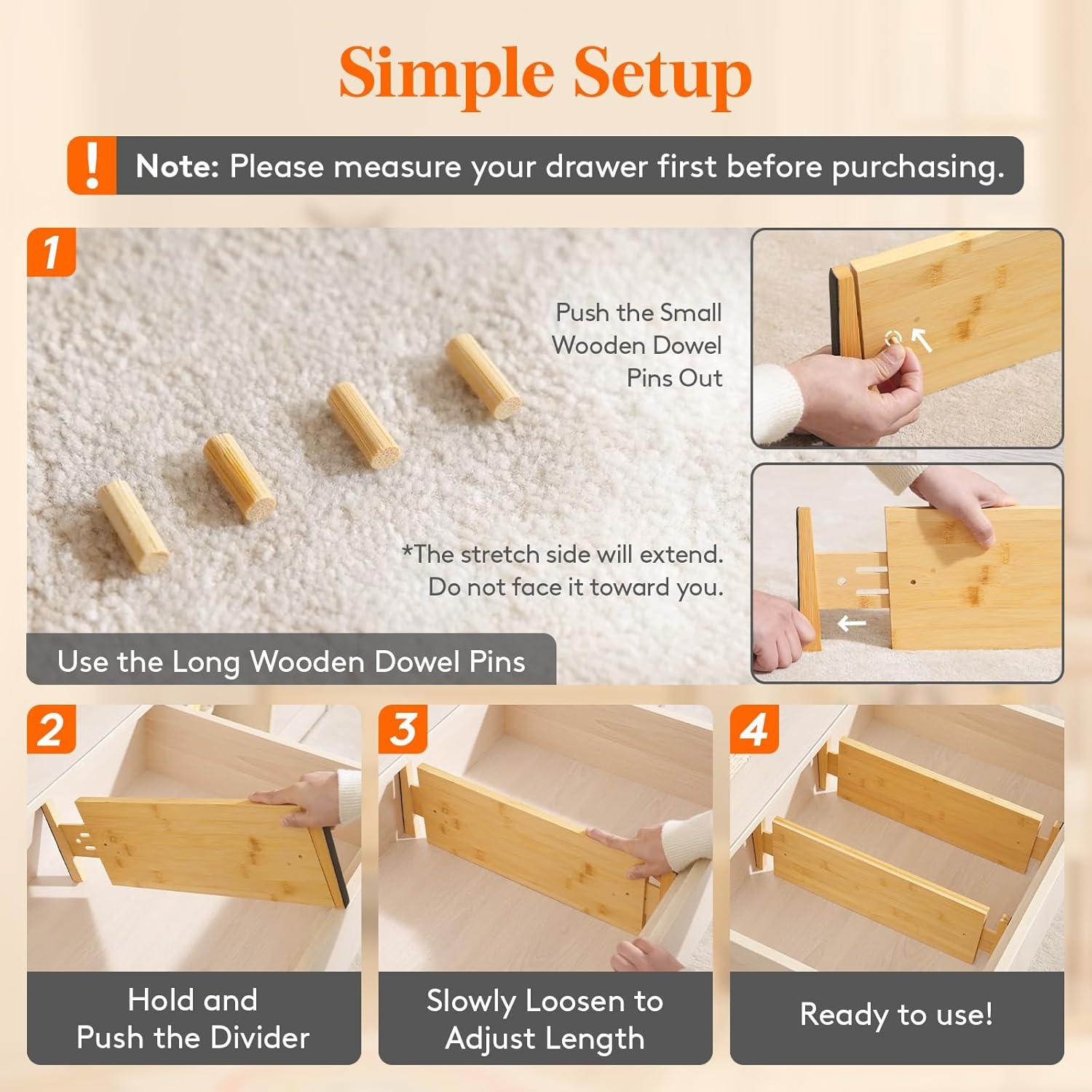 imageLifewit 6 Pack 6quot Deep Bamboo Drawer Dividers 17522quot Expandable Drawer Organisers for Clothes Adjustable Dresser Drawer Divider Clothing Drawers Separators for Dresser Bedroom Bathroom Office4