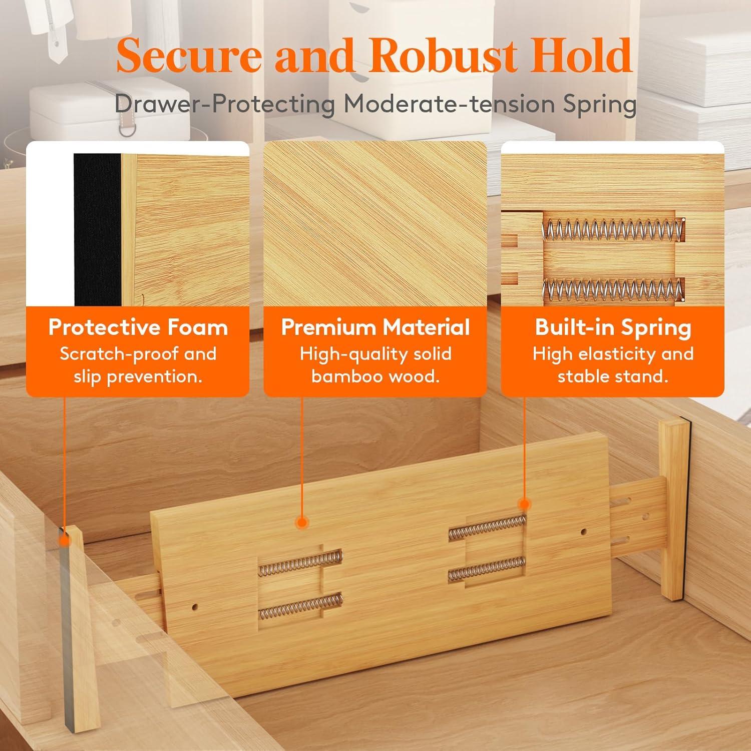 imageLifewit 6 Pack 6quot Deep Bamboo Drawer Dividers 17522quot Expandable Drawer Organisers for Clothes Adjustable Dresser Drawer Divider Clothing Drawers Separators for Dresser Bedroom Bathroom Office4