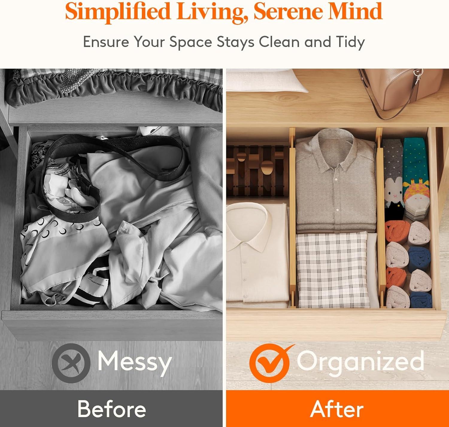 imageLifewit 6 Pack 6quot Deep Bamboo Drawer Dividers 17522quot Expandable Drawer Organisers for Clothes Adjustable Dresser Drawer Divider Clothing Drawers Separators for Dresser Bedroom Bathroom Office4