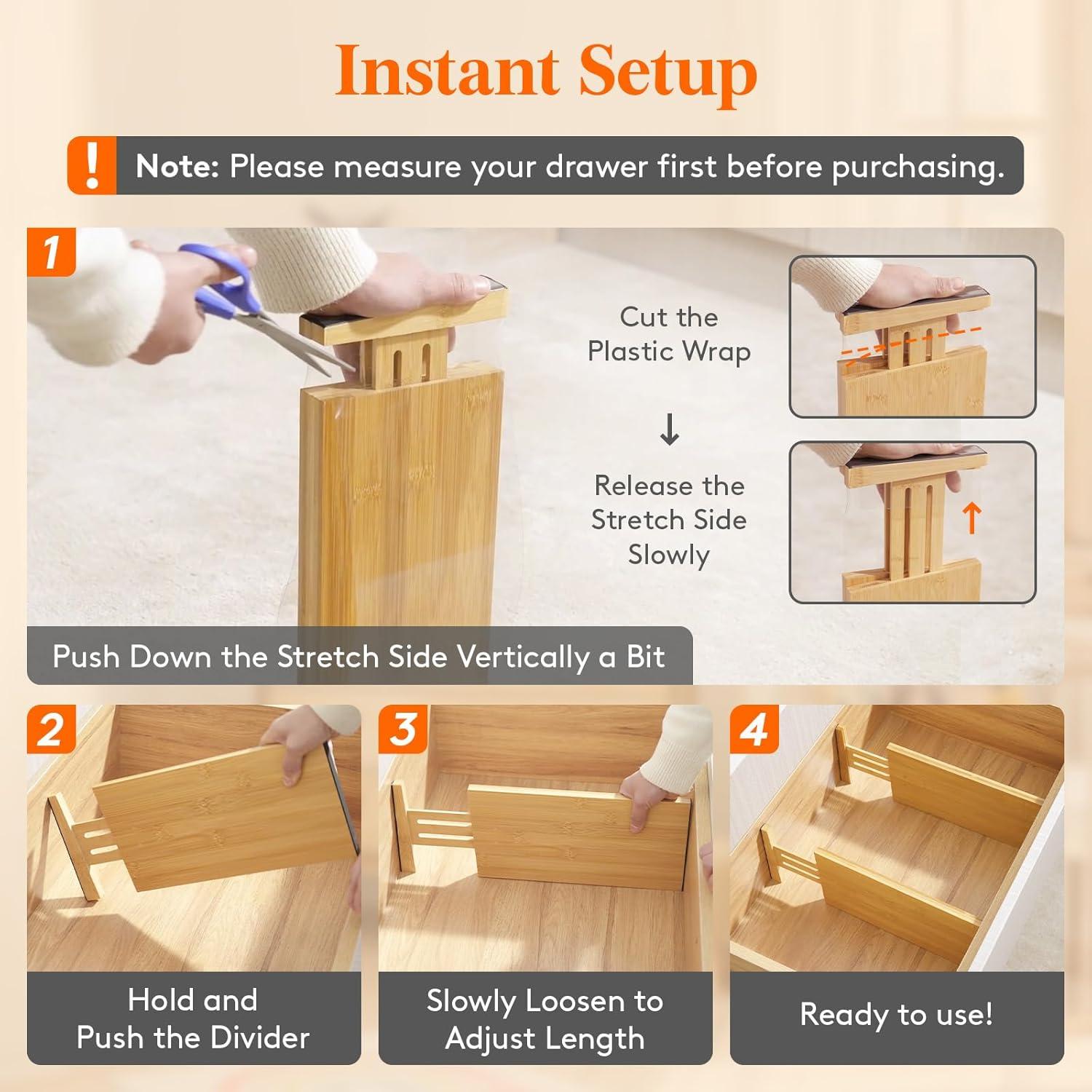 imageLifewit 6 Pack 6quot Deep Bamboo Drawer Dividers 17522quot Expandable Drawer Organisers for Clothes Adjustable Dresser Drawer Divider Clothing Drawers Separators for Dresser Bedroom Bathroom Office4