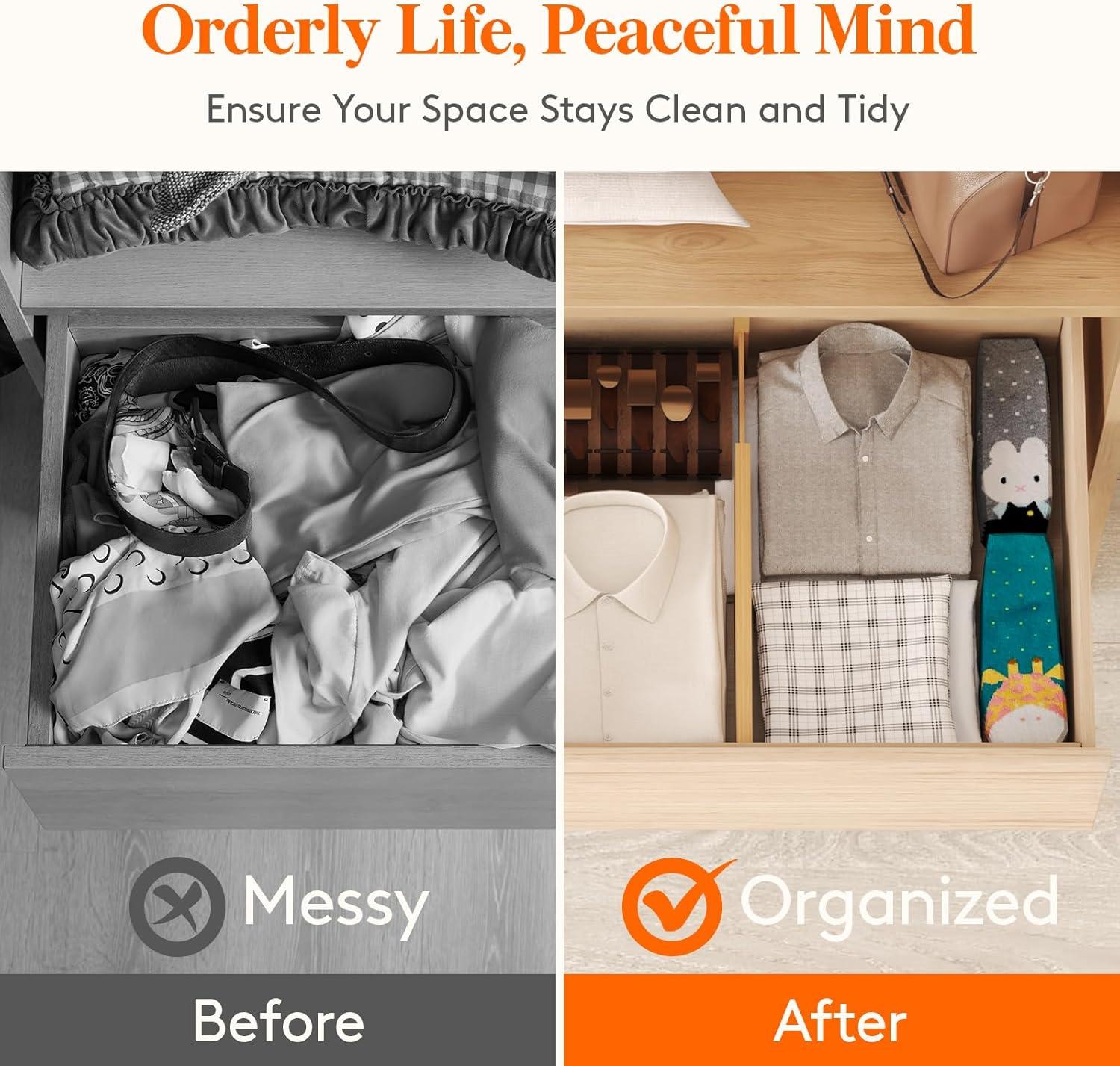 imageLifewit 6 Pack 6quot Deep Bamboo Drawer Dividers 17522quot Expandable Drawer Organisers for Clothes Adjustable Dresser Drawer Divider Clothing Drawers Separators for Dresser Bedroom Bathroom Office4