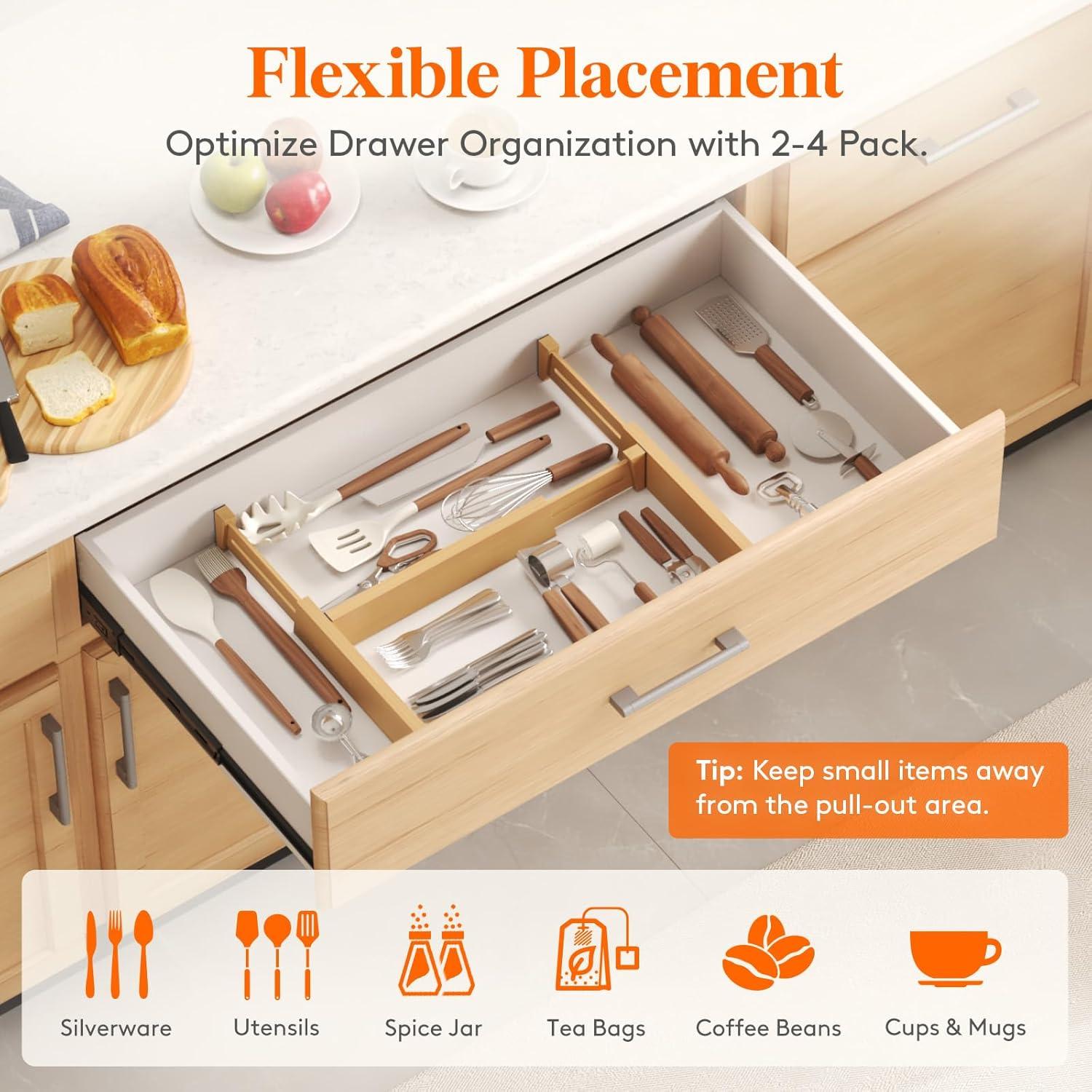 imageLifewit 6 Pack Bamboo Drawer Dividers 24quot High 17522quot Kitchen Drawer Organizers Adjustable Wooden Drawer Dividers for Clothes Expandable Drawer Separators for Dresser Bedroom Bathroom Cabinet6