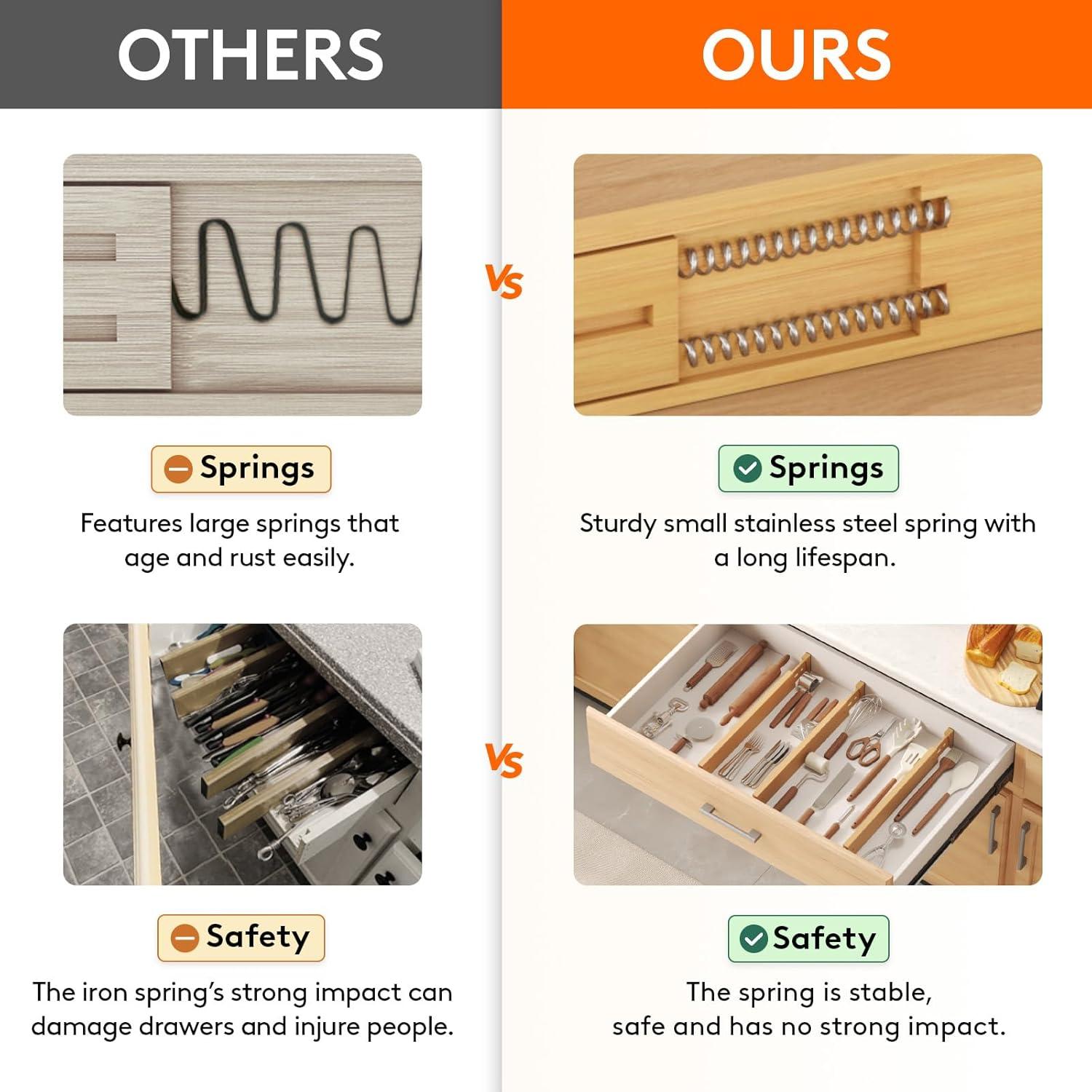 imageLifewit 6 Pack Bamboo Drawer Dividers 24quot High 17522quot Kitchen Drawer Organizers Adjustable Wooden Drawer Dividers for Clothes Expandable Drawer Separators for Dresser Bedroom Bathroom Cabinet8