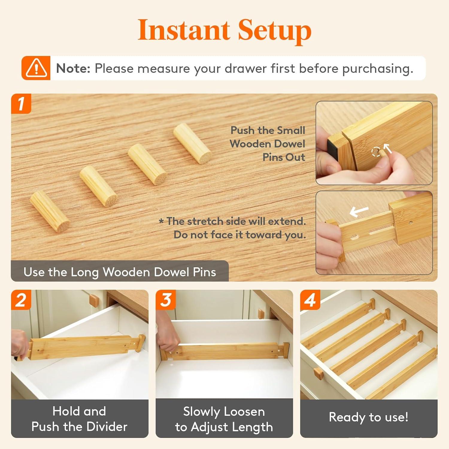 imageLifewit 6 Pack Bamboo Drawer Dividers 24quot High 17522quot Kitchen Drawer Organizers Adjustable Wooden Drawer Dividers for Clothes Expandable Drawer Separators for Dresser Bedroom Bathroom Cabinet8