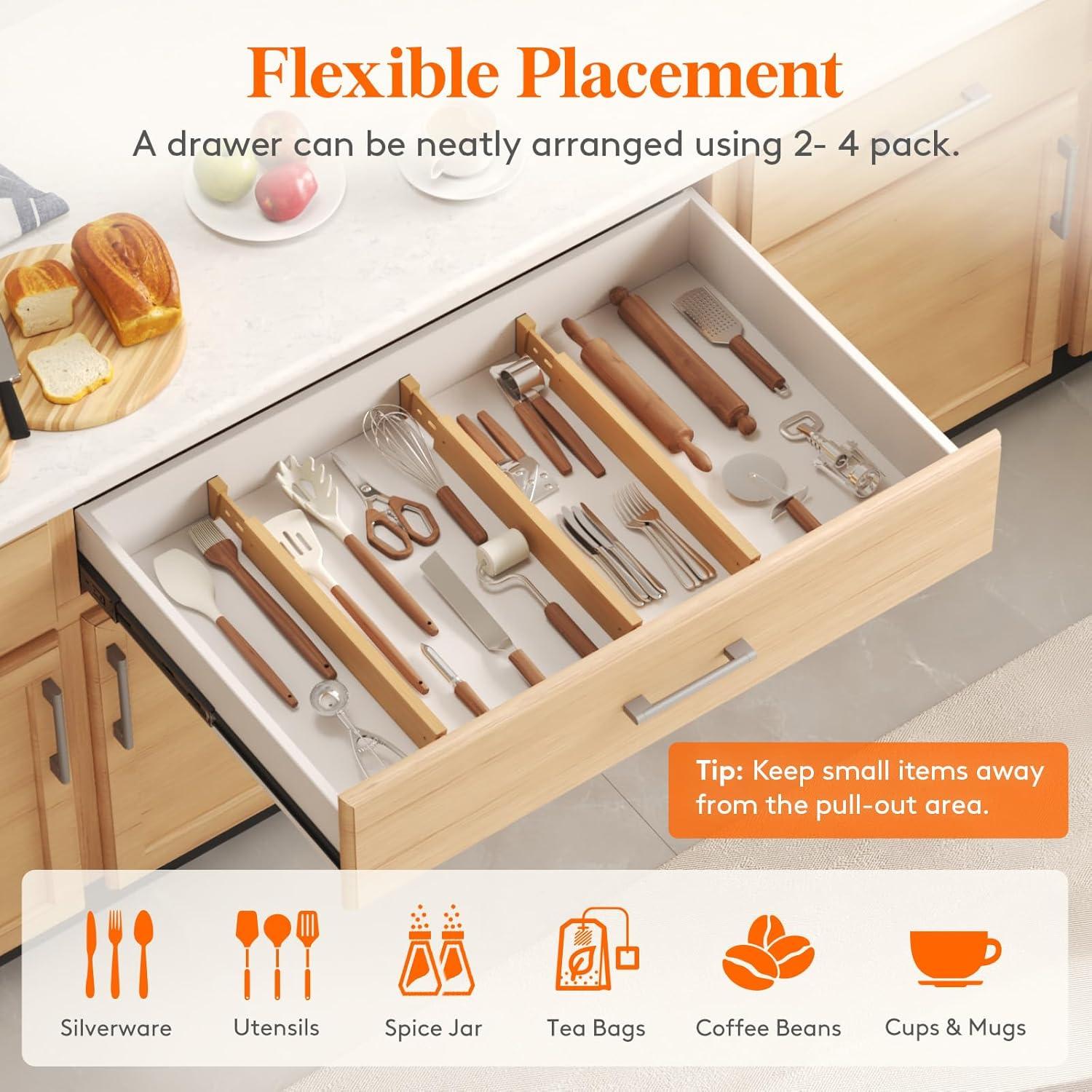 imageLifewit 6 Pack Bamboo Drawer Dividers 24quot High 17522quot Kitchen Drawer Organizers Adjustable Wooden Drawer Dividers for Clothes Expandable Drawer Separators for Dresser Bedroom Bathroom Cabinet4