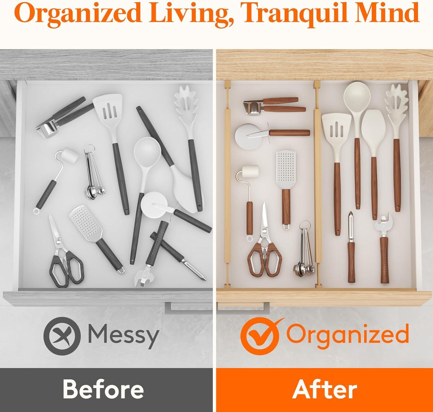 imageLifewit 6 Pack Bamboo Drawer Dividers 24quot High 17522quot Kitchen Drawer Organizers Adjustable Wooden Drawer Dividers for Clothes Expandable Drawer Separators for Dresser Bedroom Bathroom Cabinet6