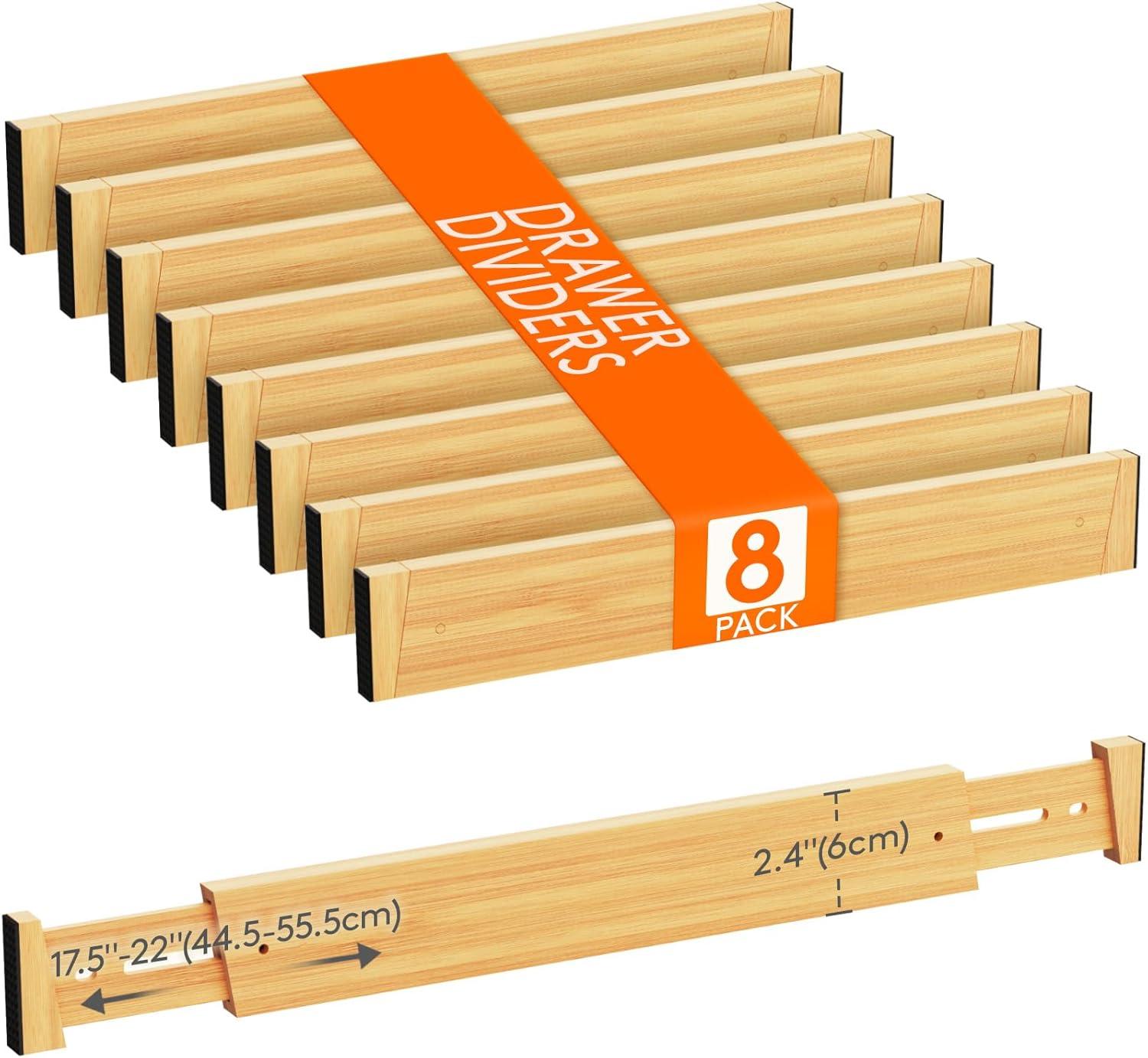 imageLifewit 6 Pack Bamboo Drawer Dividers 24quot High 17522quot Kitchen Drawer Organizers Adjustable Wooden Drawer Dividers for Clothes Expandable Drawer Separators for Dresser Bedroom Bathroom Cabinet8