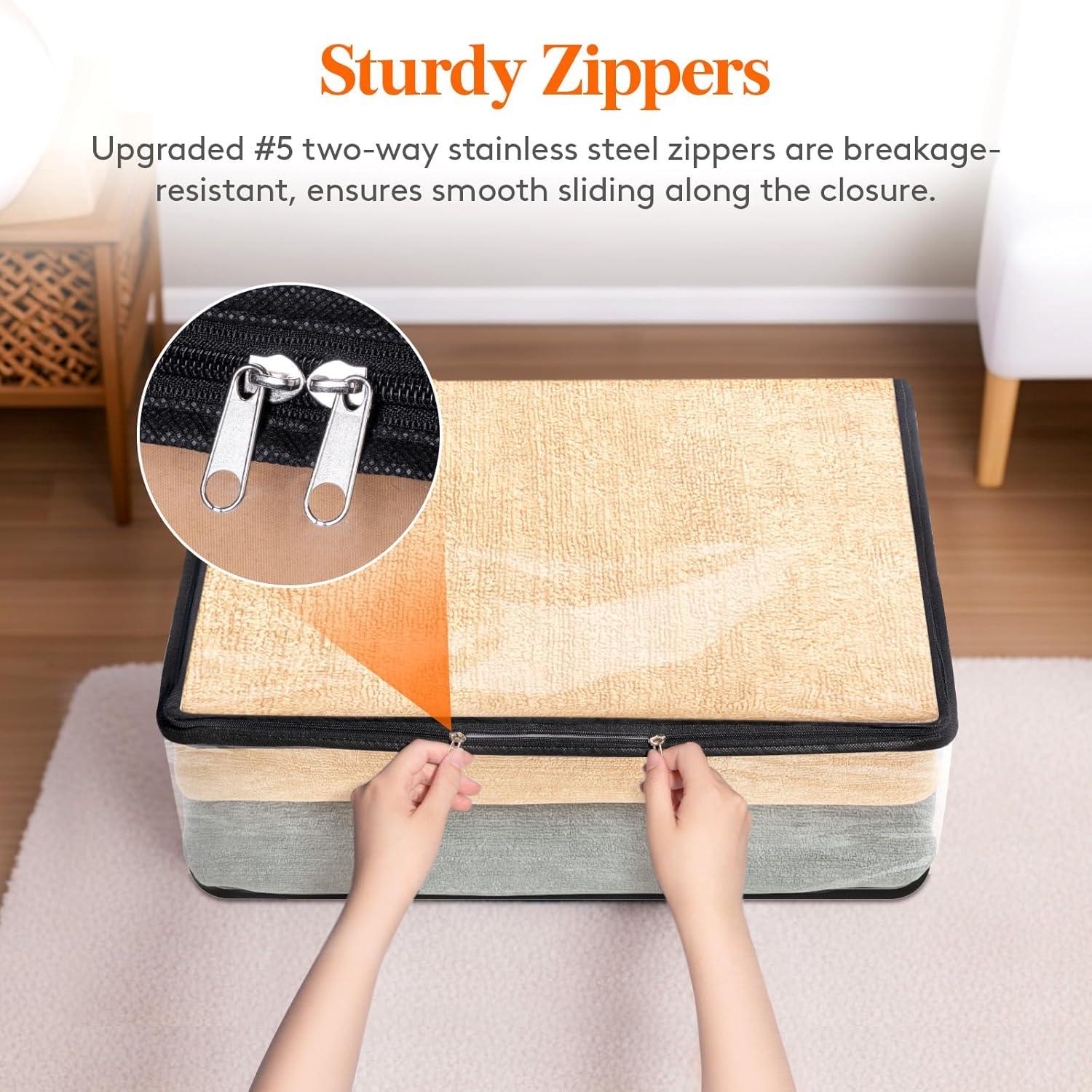 imageLifewit 6 Pack Clear Clothes Storage Bags 60L Plastic Blanket Vinyl Foldable Moving Bags with Zipper Closet Organizers and Storage Containers for Bedding Duvet Pillow6