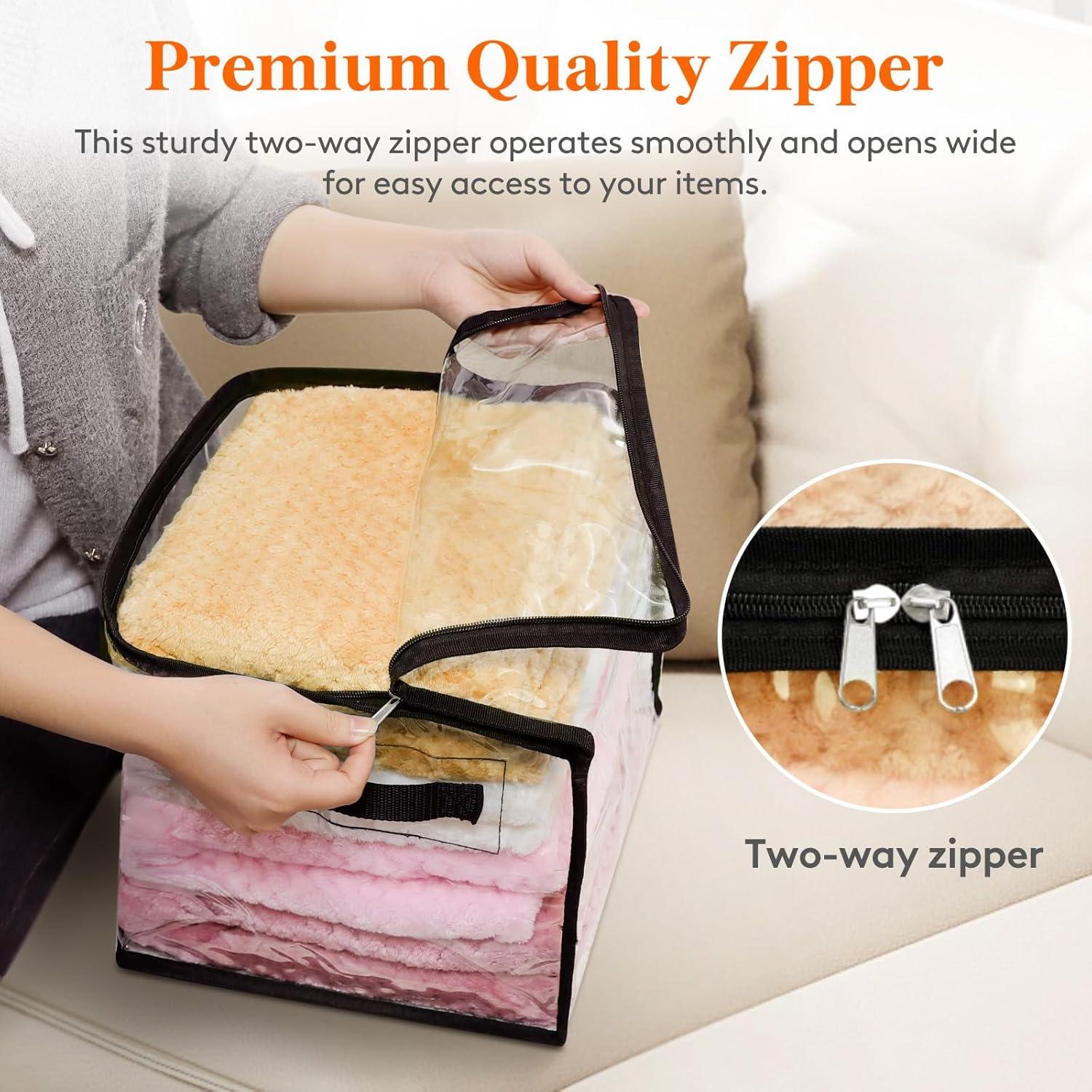 imageLifewit 6 Pack Clear Clothes Storage Bags 60L Plastic Blanket Vinyl Foldable Moving Bags with Zipper Closet Organizers and Storage Containers for Bedding Duvet Pillow6