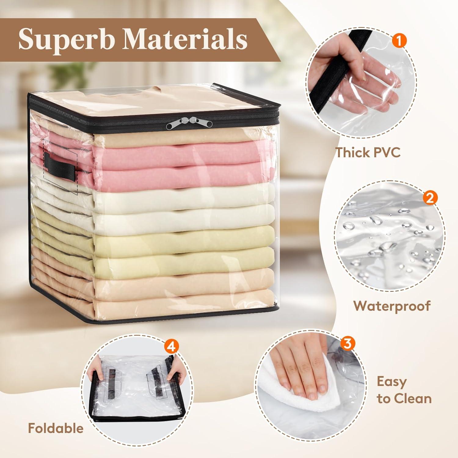 imageLifewit 6 Pack Clear Clothes Storage Bags 60L Plastic Blanket Vinyl Foldable Moving Bags with Zipper Closet Organizers and Storage Containers for Bedding Duvet Pillow4