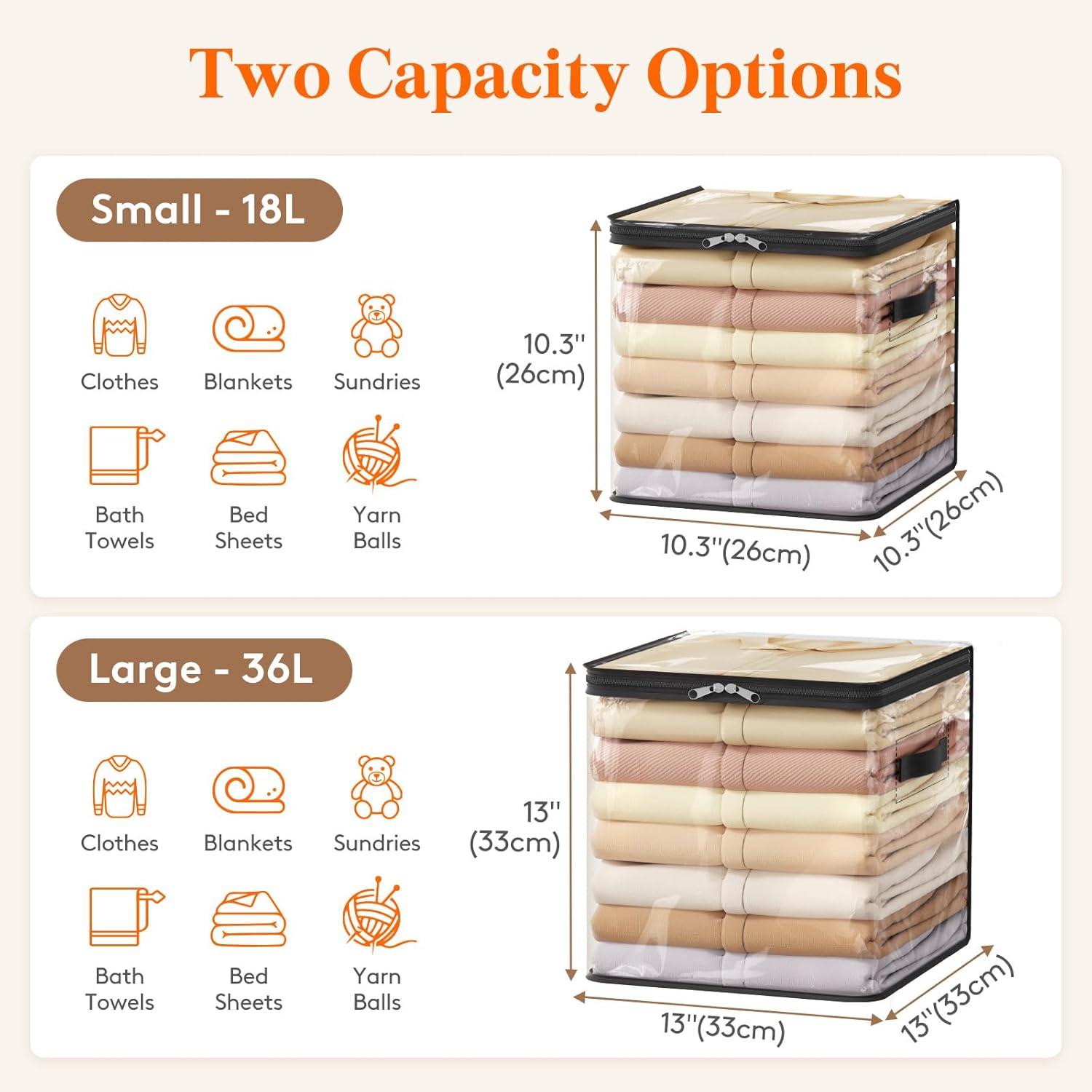 imageLifewit 6 Pack Clear Clothes Storage Bags 60L Plastic Blanket Vinyl Foldable Moving Bags with Zipper Closet Organizers and Storage Containers for Bedding Duvet Pillow4