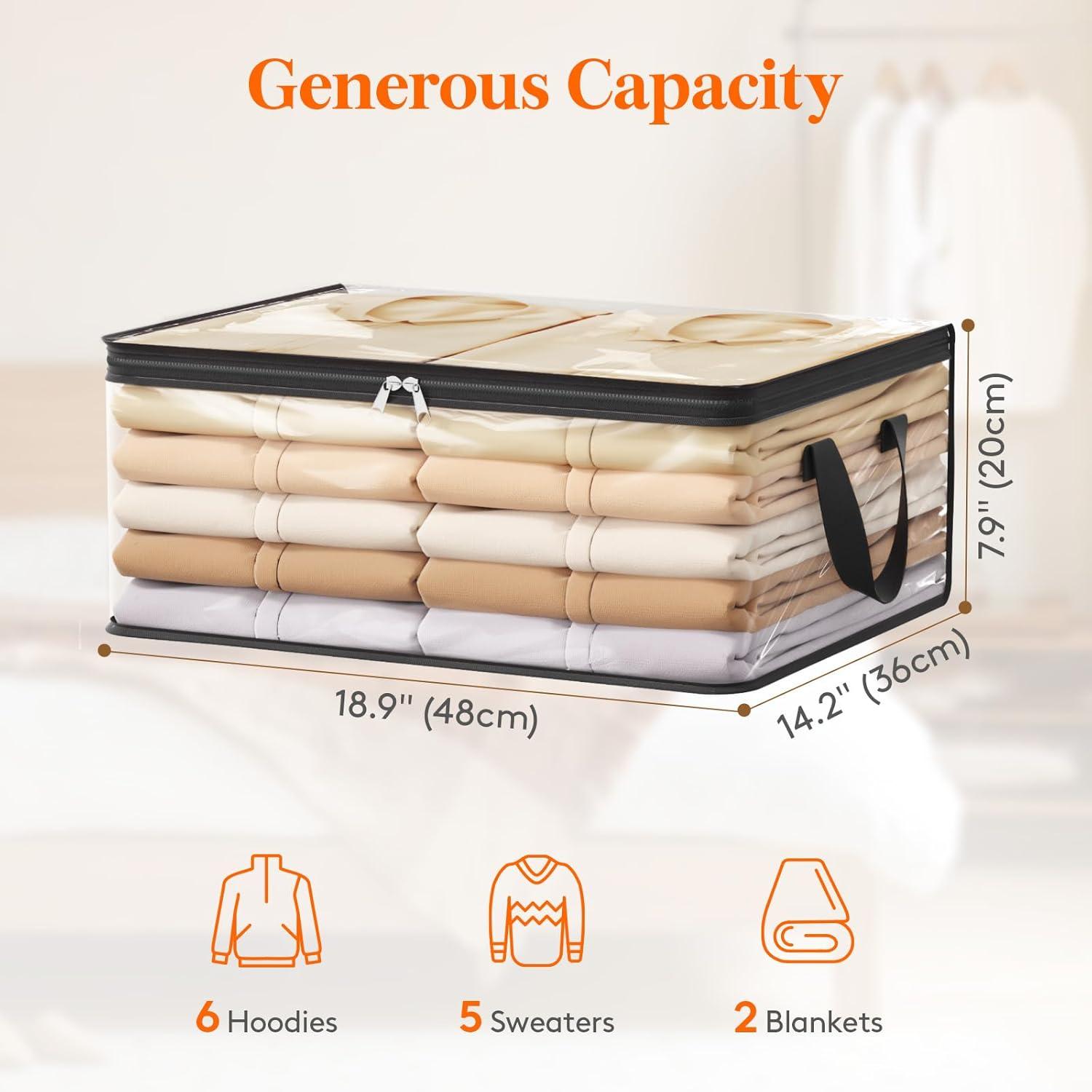 imageLifewit 6 Pack Clear Clothes Storage Bags 60L Plastic Blanket Vinyl Foldable Moving Bags with Zipper Closet Organizers and Storage Containers for Bedding Duvet Pillow4