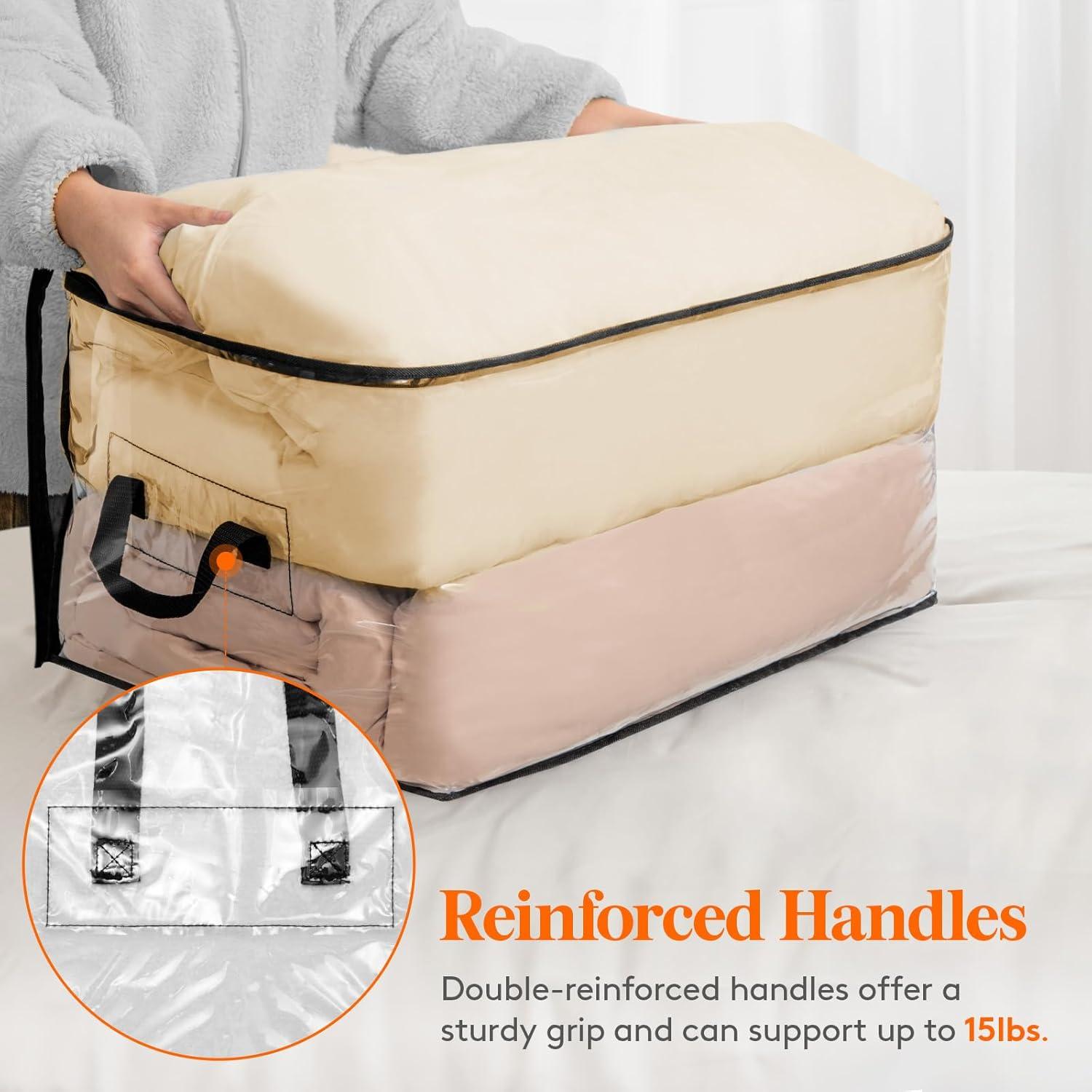 imageLifewit 6 Pack Clear Clothes Storage Bags 60L Plastic Blanket Vinyl Foldable Moving Bags with Zipper Closet Organizers and Storage Containers for Bedding Duvet Pillow6