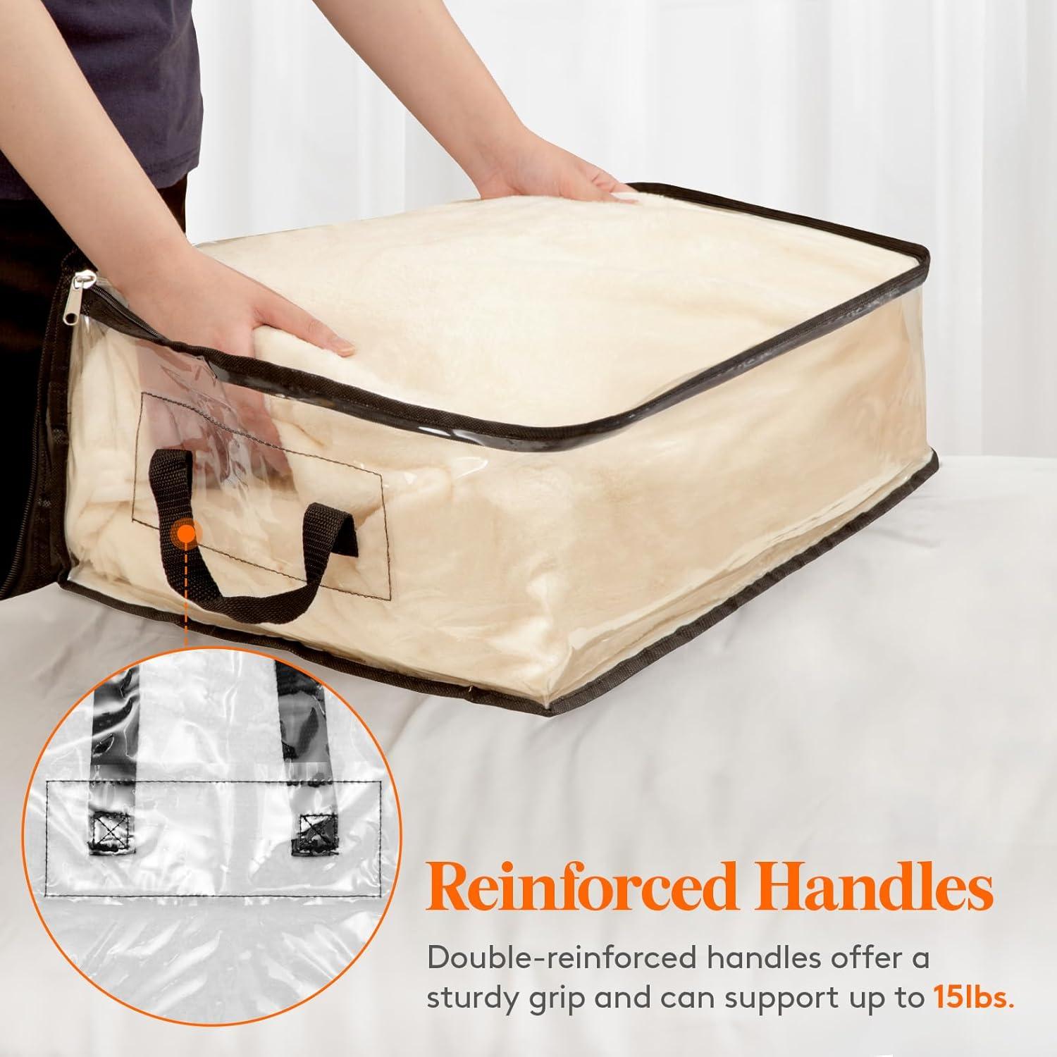 imageLifewit 6 Pack Clear Clothes Storage Bags 60L Plastic Blanket Vinyl Foldable Moving Bags with Zipper Closet Organizers and Storage Containers for Bedding Duvet Pillow6