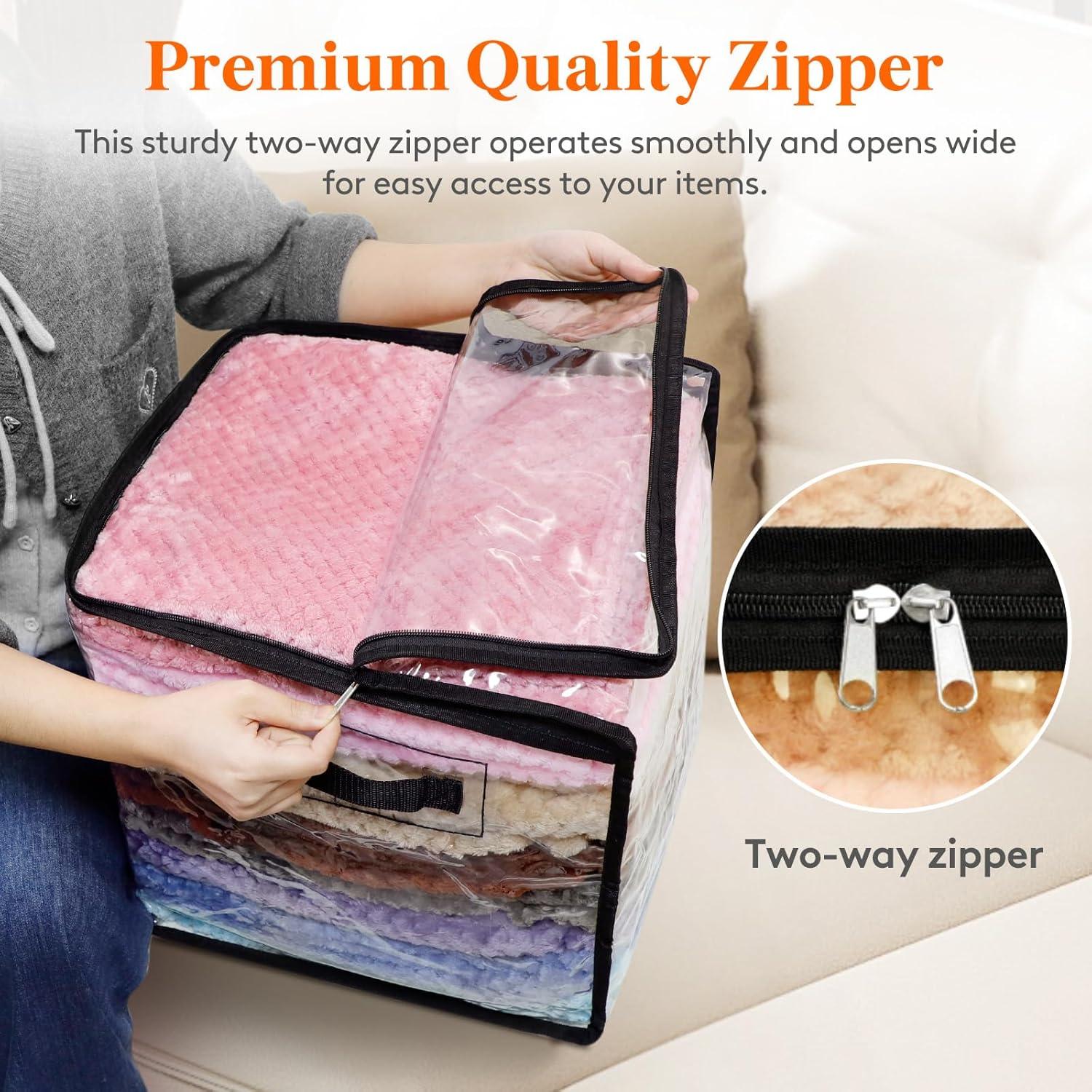 imageLifewit 6 Pack Clear Clothes Storage Bags 60L Plastic Blanket Vinyl Foldable Moving Bags with Zipper Closet Organizers and Storage Containers for Bedding Duvet Pillow6