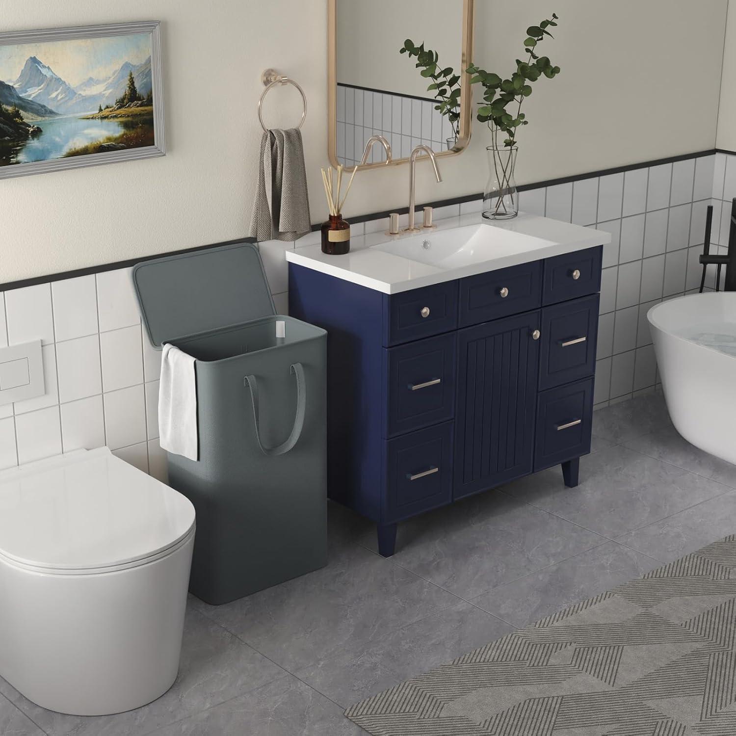 imageLifewit 65L Slim Laundry Hamper Small Laundry Basket with Lid Dirty Narrow Collapsible Clothes Storage with Easy Carry Extended Handles Tall Hampers for Bedroom Laundry Room White 1 PackGray