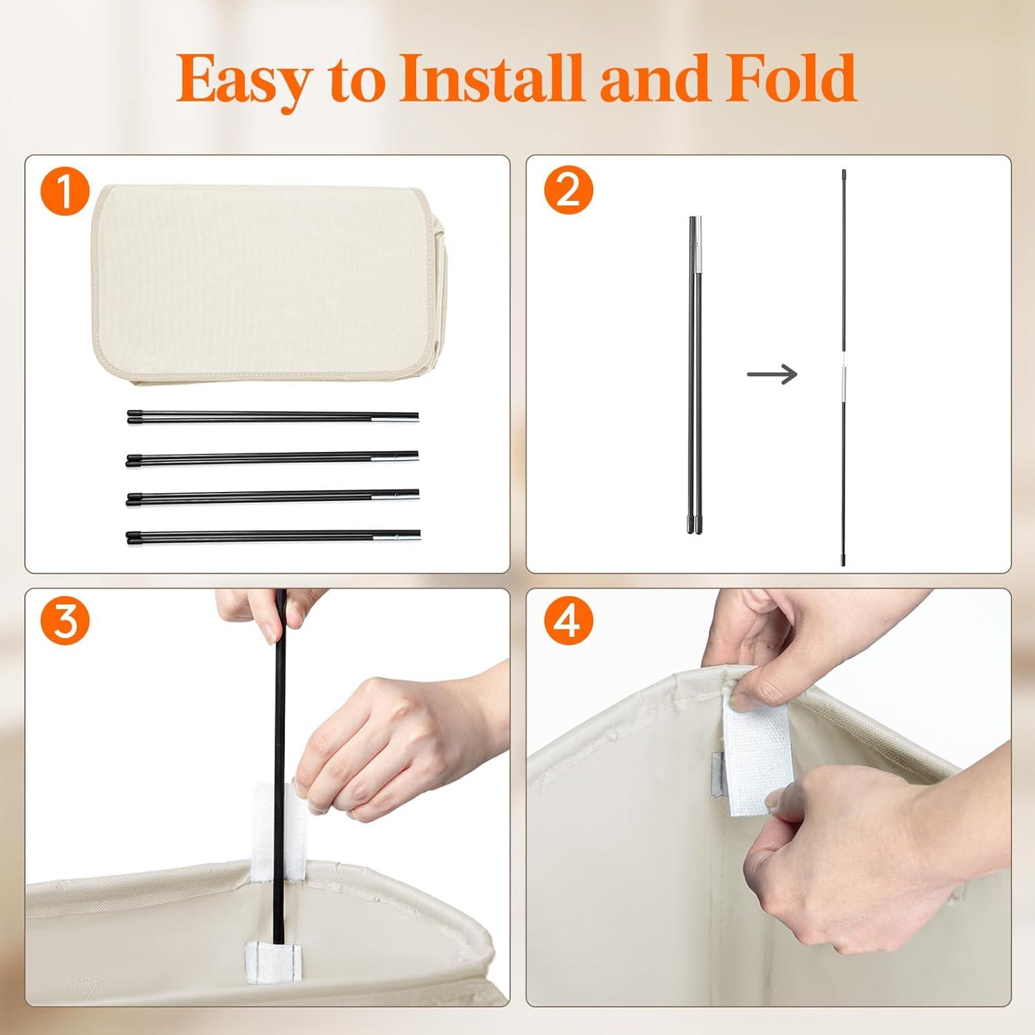 imageLifewit 65L Slim Laundry Hamper Small Laundry Basket with Lid Dirty Narrow Collapsible Clothes Storage with Easy Carry Extended Handles Tall Hampers for Bedroom Laundry Room White 1 PackWhite