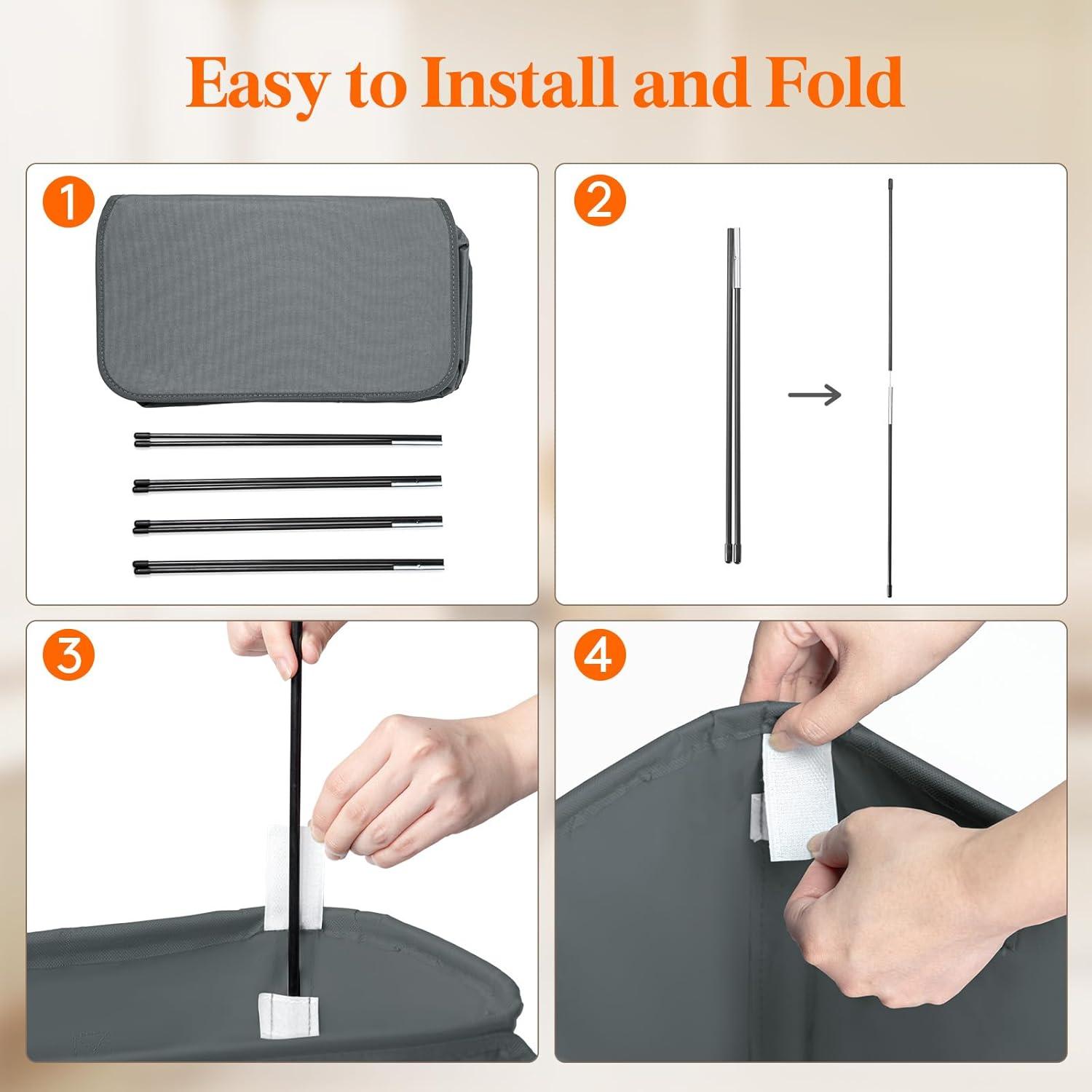 imageLifewit 65L Slim Laundry Hamper Small Laundry Basket with Lid Dirty Narrow Collapsible Clothes Storage with Easy Carry Extended Handles Tall Hampers for Bedroom Laundry Room White 1 PackGray