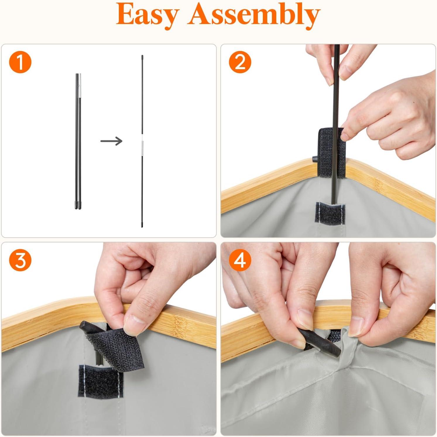 imageLifewit 65L Slim Laundry Hamper with Lid Narrow Laundry Basket with Removable Bag ampamp Bamboo Handles Fodable Thin Dirty Clothes Hamper for Laundry Collapsible Bin for Bathroom Bedroom Dorm Dark GraySilver Grey