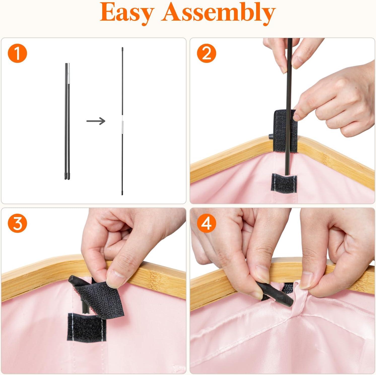 imageLifewit 65L Slim Laundry Hamper with Lid Narrow Laundry Basket with Removable Bag ampamp Bamboo Handles Fodable Thin Dirty Clothes Hamper for Laundry Collapsible Bin for Bathroom Bedroom Dorm Dark GrayPink