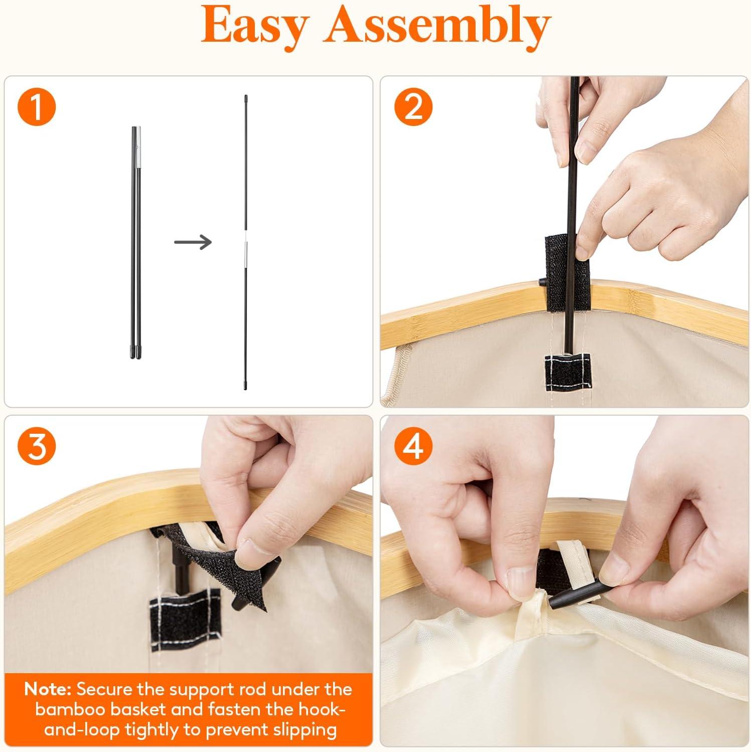 imageLifewit 65L Slim Laundry Hamper with Lid Narrow Laundry Basket with Removable Bag ampamp Bamboo Handles Fodable Thin Dirty Clothes Hamper for Laundry Collapsible Bin for Bathroom Bedroom Dorm Dark GrayBeige