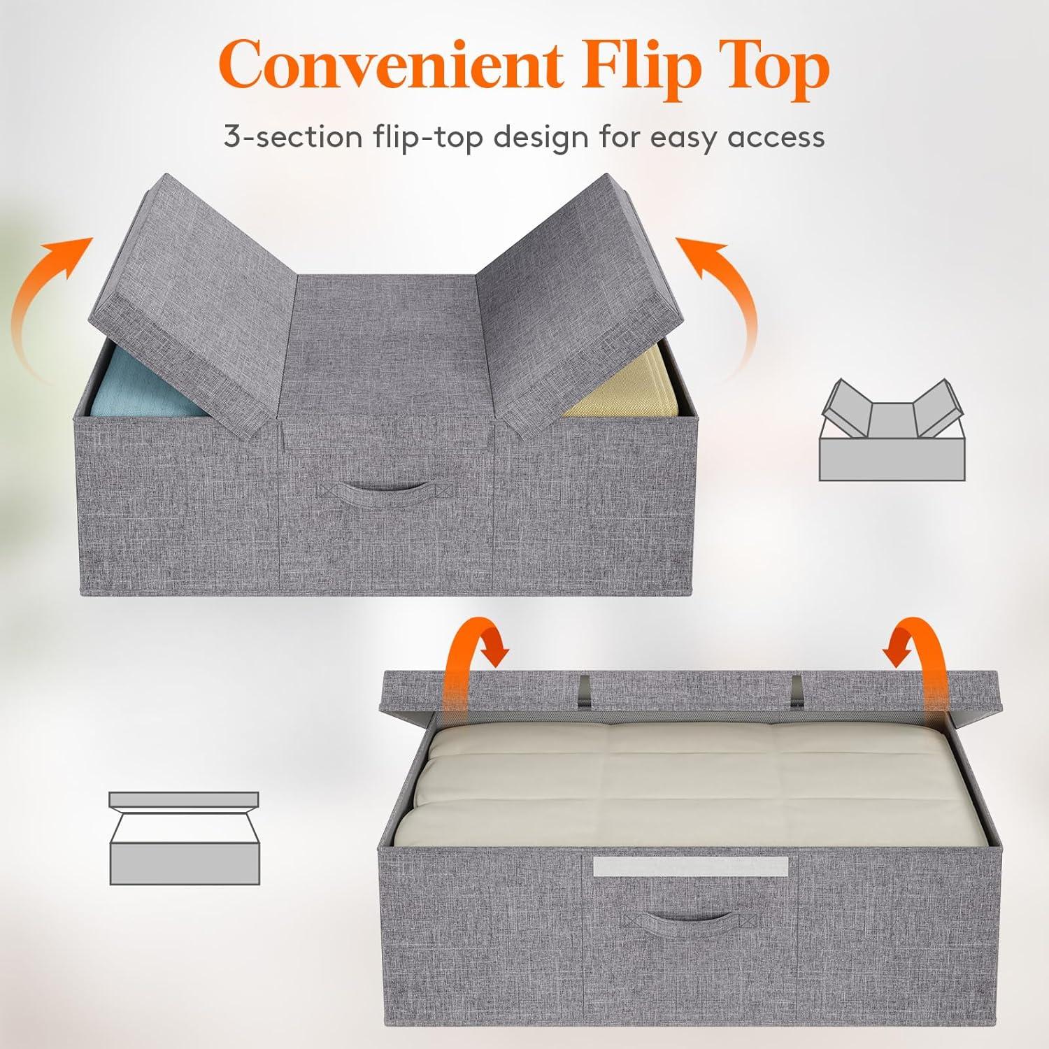 imageLifewit 80L Under Bed Storage Containers 98 Inch Tall Underbed Clothes Storage Organizer Bin with Sturdy Sidewalls Bottom 3 Lids Deep Storage Drawer for Clothes Shoes Blankets Pillows 2 Pack2