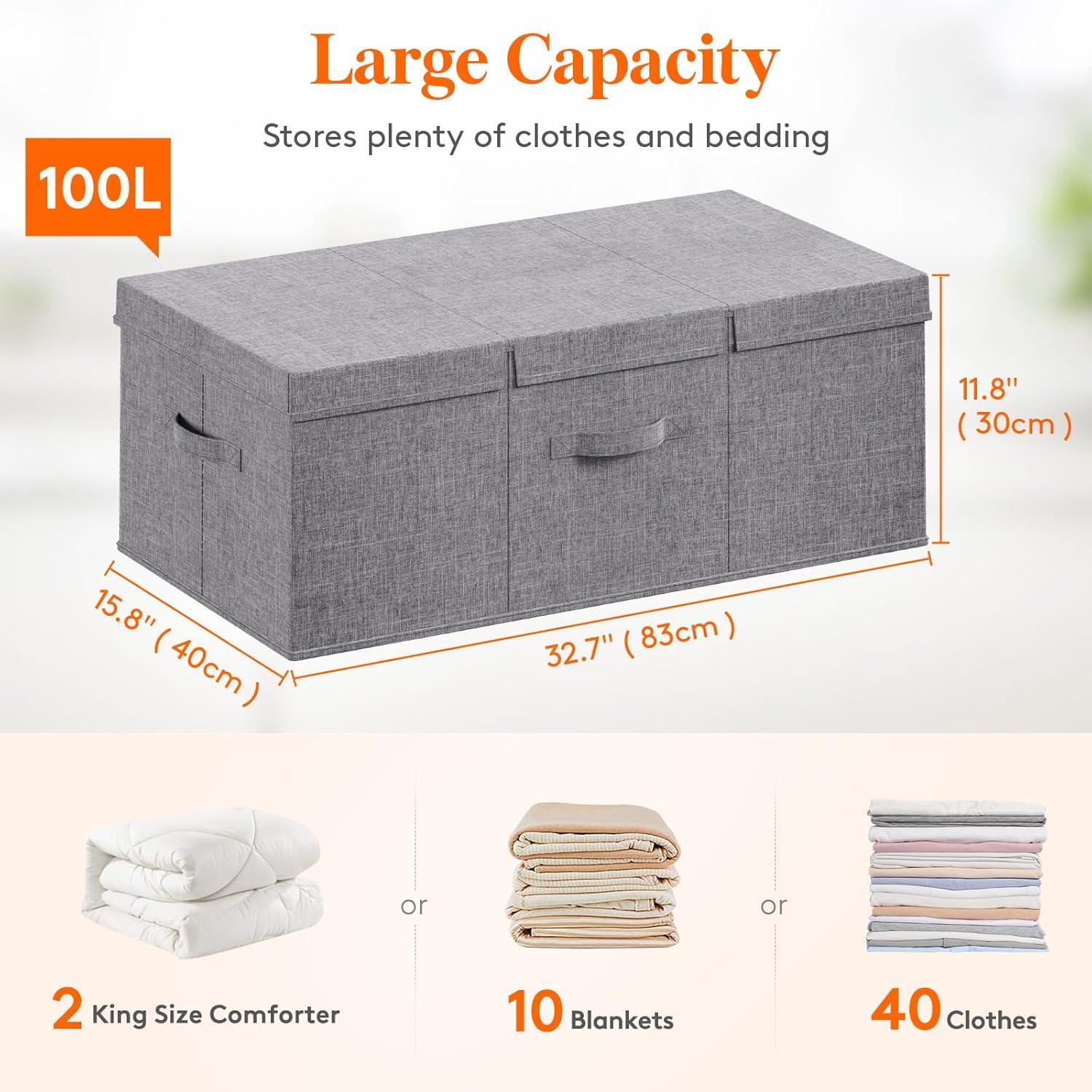 imageLifewit 80L Under Bed Storage Containers 98 Inch Tall Underbed Clothes Storage Organizer Bin with Sturdy Sidewalls Bottom 3 Lids Deep Storage Drawer for Clothes Shoes Blankets Pillows 2 Pack2