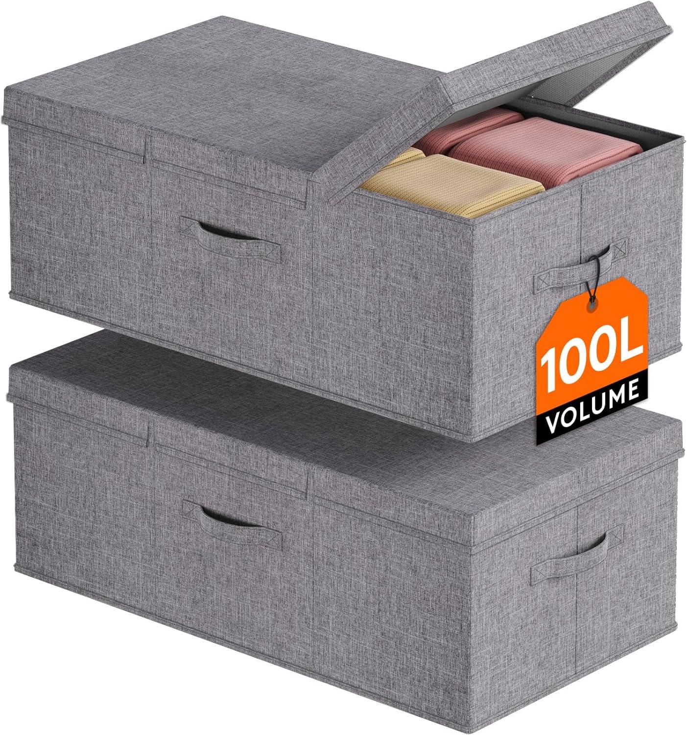 imageLifewit 80L Under Bed Storage Containers 98 Inch Tall Underbed Clothes Storage Organizer Bin with Sturdy Sidewalls Bottom 3 Lids Deep Storage Drawer for Clothes Shoes Blankets Pillows 2 Pack2