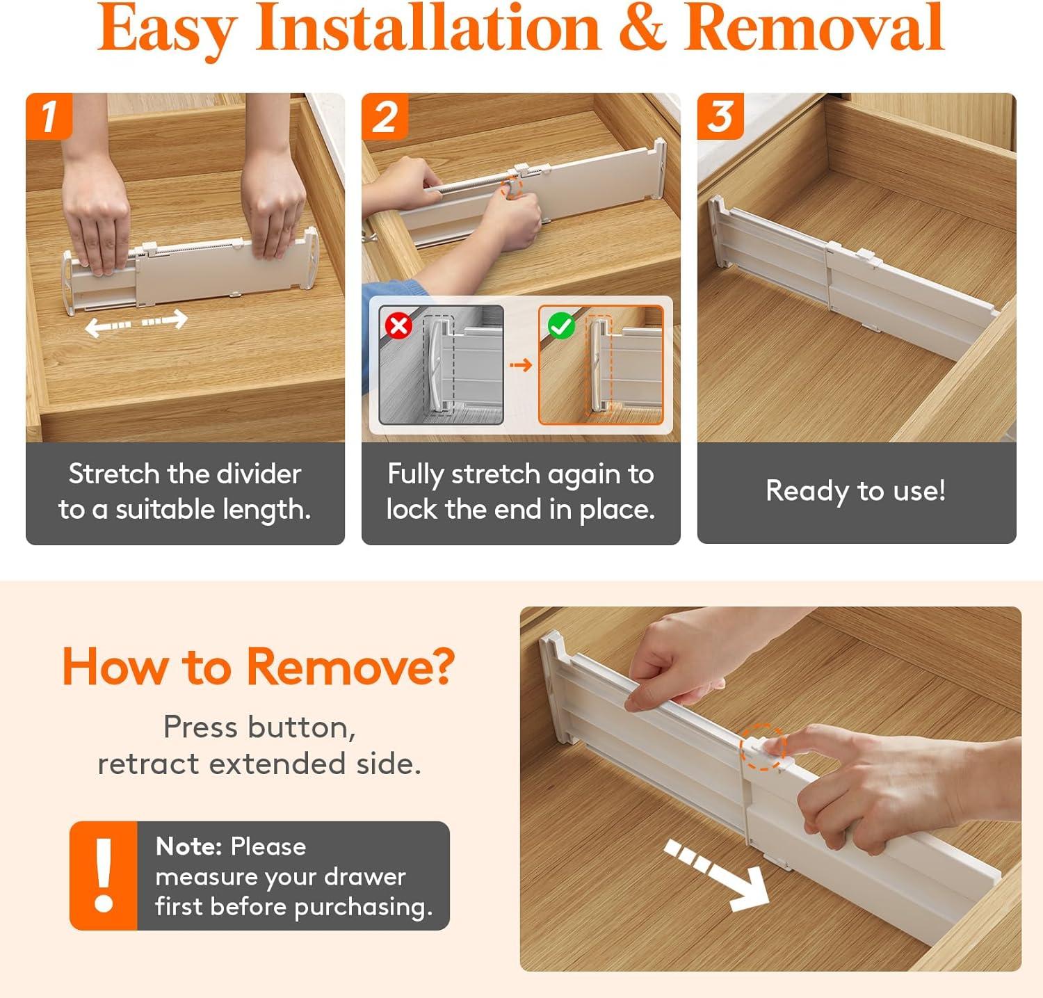 imageLifewit 9 Pack Drawer Dividers 4quot High 105165quot Dresser Drawer Divider Adjustable Drawer Organizers for Clothes Plastic Drawers Separators for Dresser Bedroom Bathroom Kitchen Office12