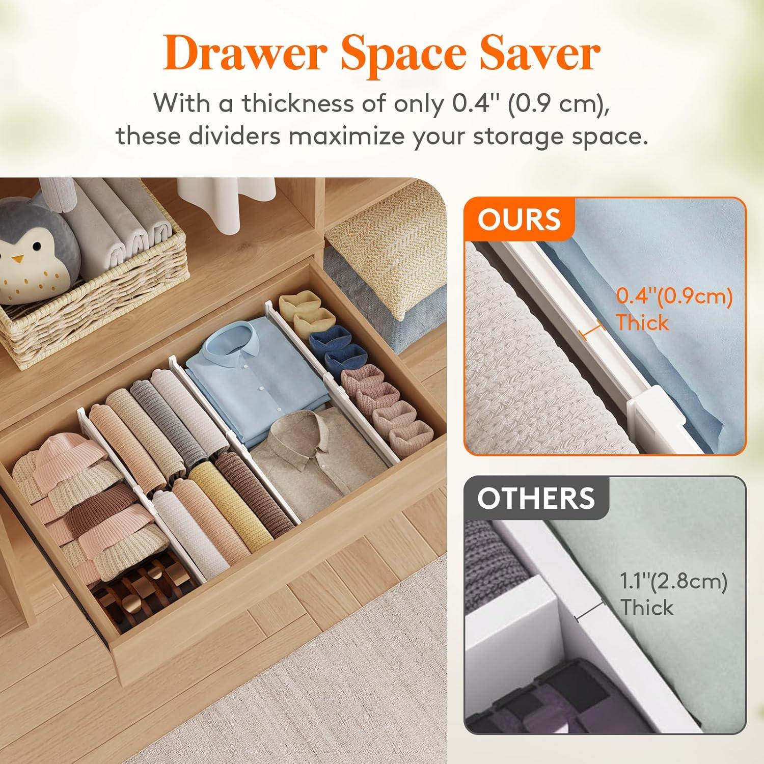 imageLifewit 9 Pack Drawer Dividers 4quot High 105165quot Dresser Drawer Divider Adjustable Drawer Organizers for Clothes Plastic Drawers Separators for Dresser Bedroom Bathroom Kitchen Office12