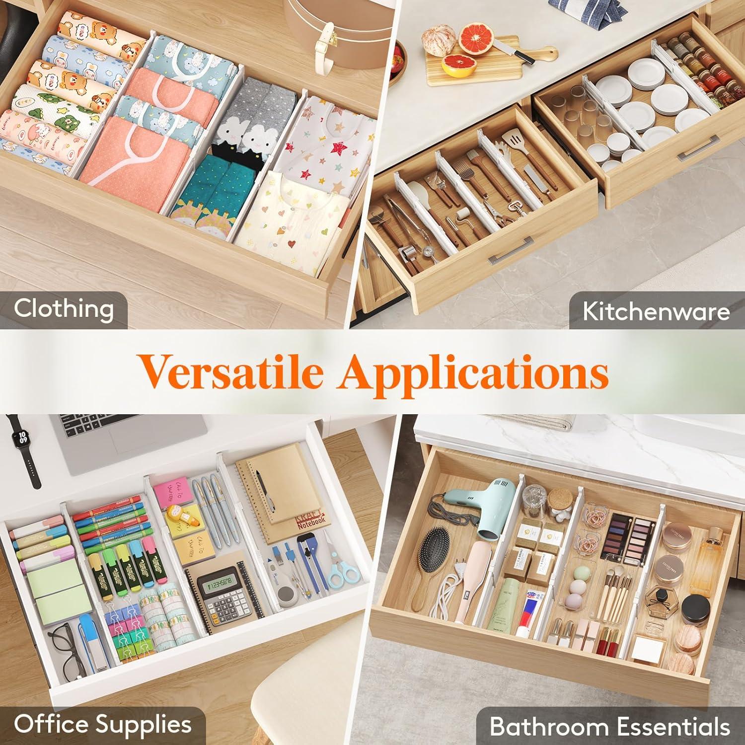 imageLifewit 9 Pack Drawer Dividers 4quot High 105165quot Dresser Drawer Divider Adjustable Drawer Organizers for Clothes Plastic Drawers Separators for Dresser Bedroom Bathroom Kitchen Office5