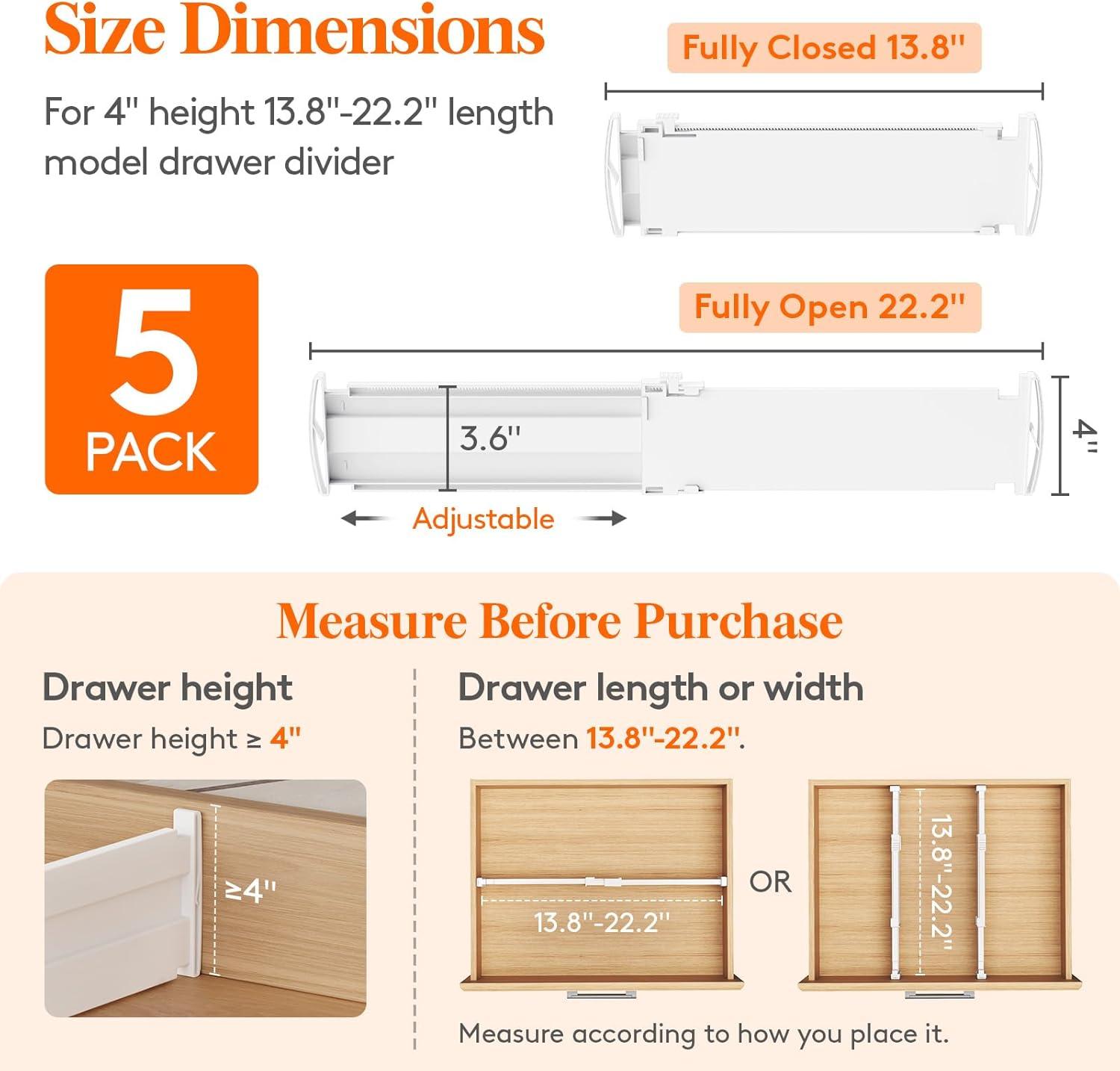 imageLifewit 9 Pack Drawer Dividers 4quot High 105165quot Dresser Drawer Divider Adjustable Drawer Organizers for Clothes Plastic Drawers Separators for Dresser Bedroom Bathroom Kitchen Office5