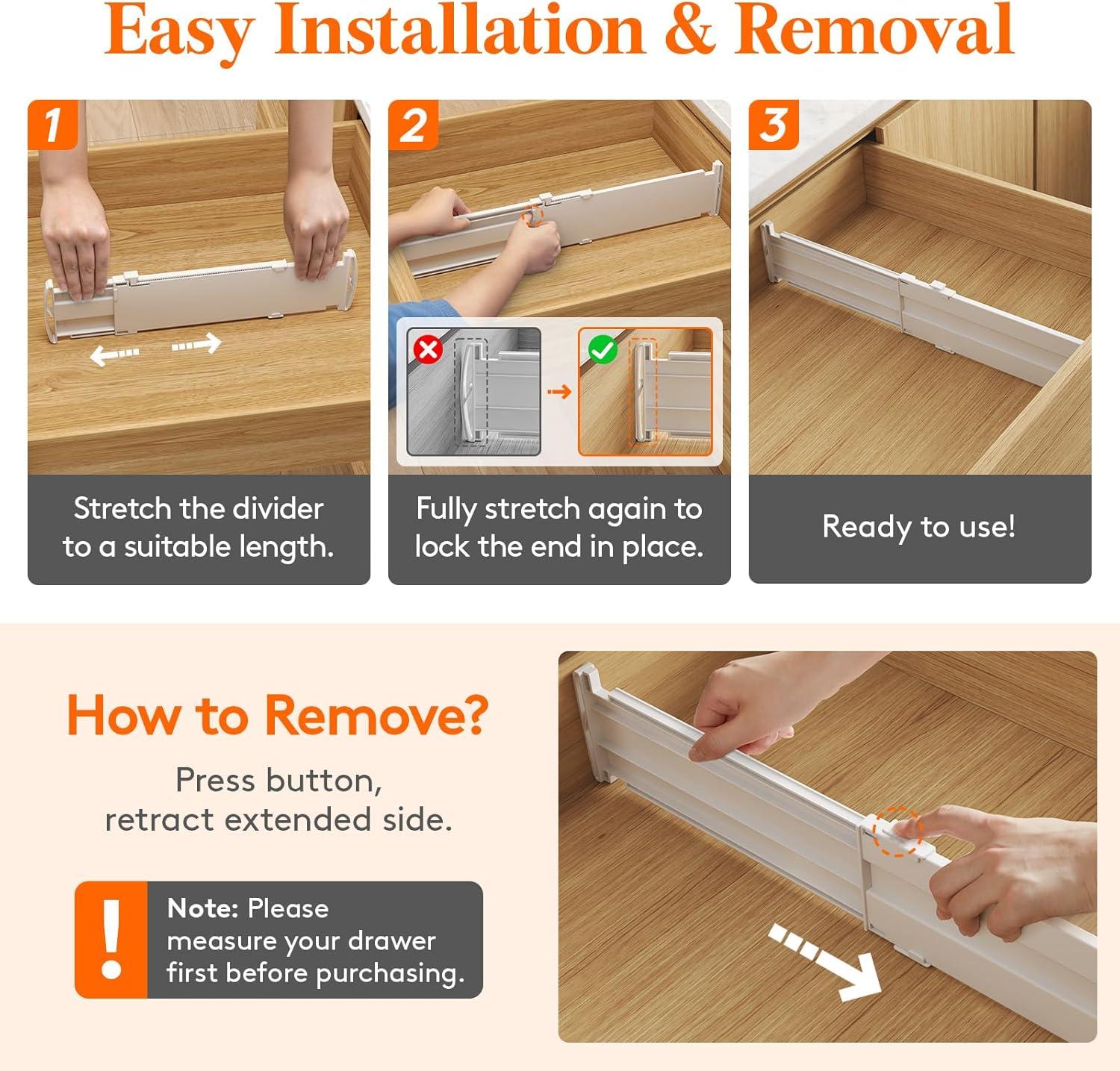 imageLifewit 9 Pack Drawer Dividers 4quot High 105165quot Dresser Drawer Divider Adjustable Drawer Organizers for Clothes Plastic Drawers Separators for Dresser Bedroom Bathroom Kitchen Office5