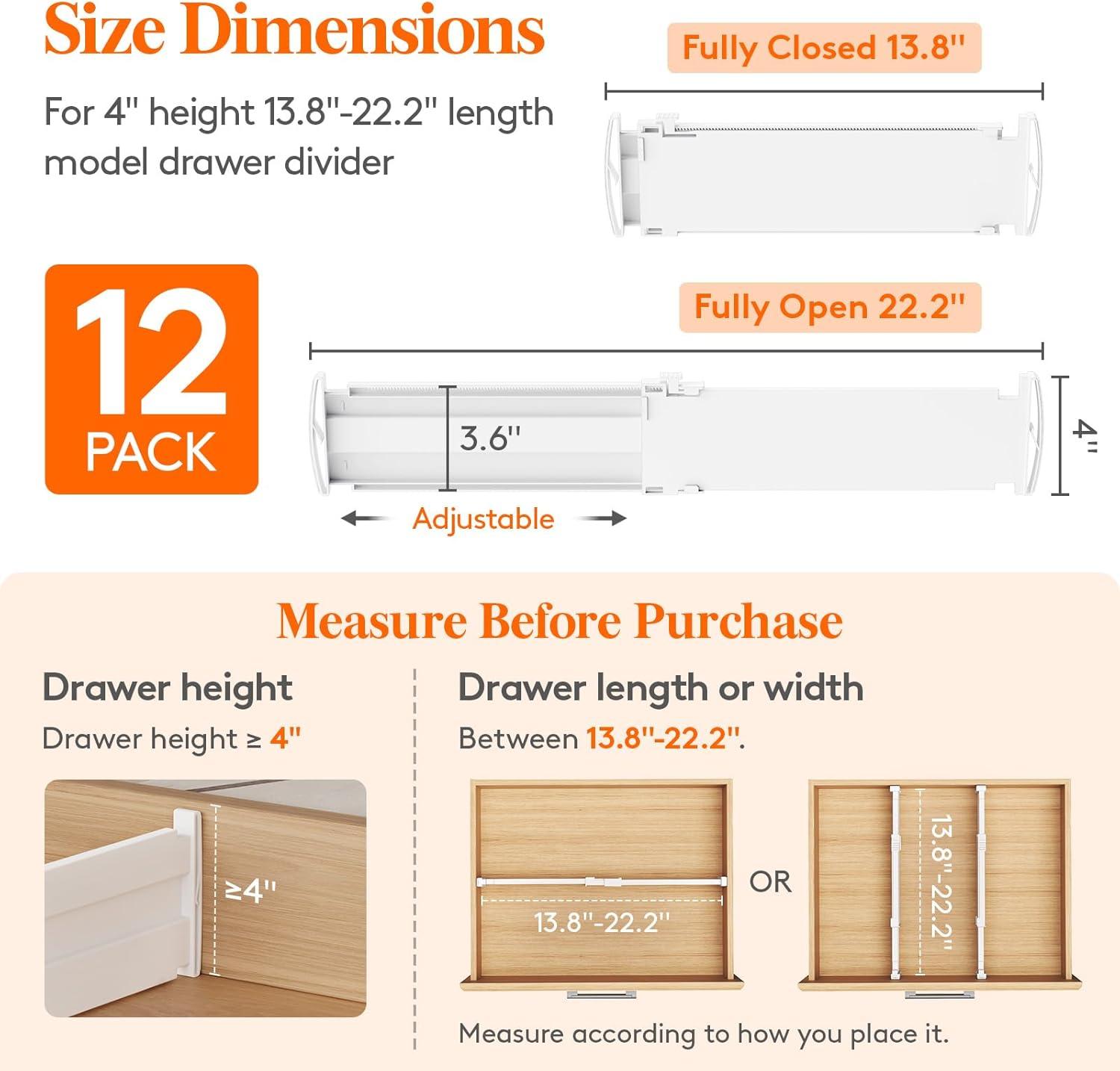 imageLifewit 9 Pack Drawer Dividers 4quot High 105165quot Dresser Drawer Divider Adjustable Drawer Organizers for Clothes Plastic Drawers Separators for Dresser Bedroom Bathroom Kitchen Office12