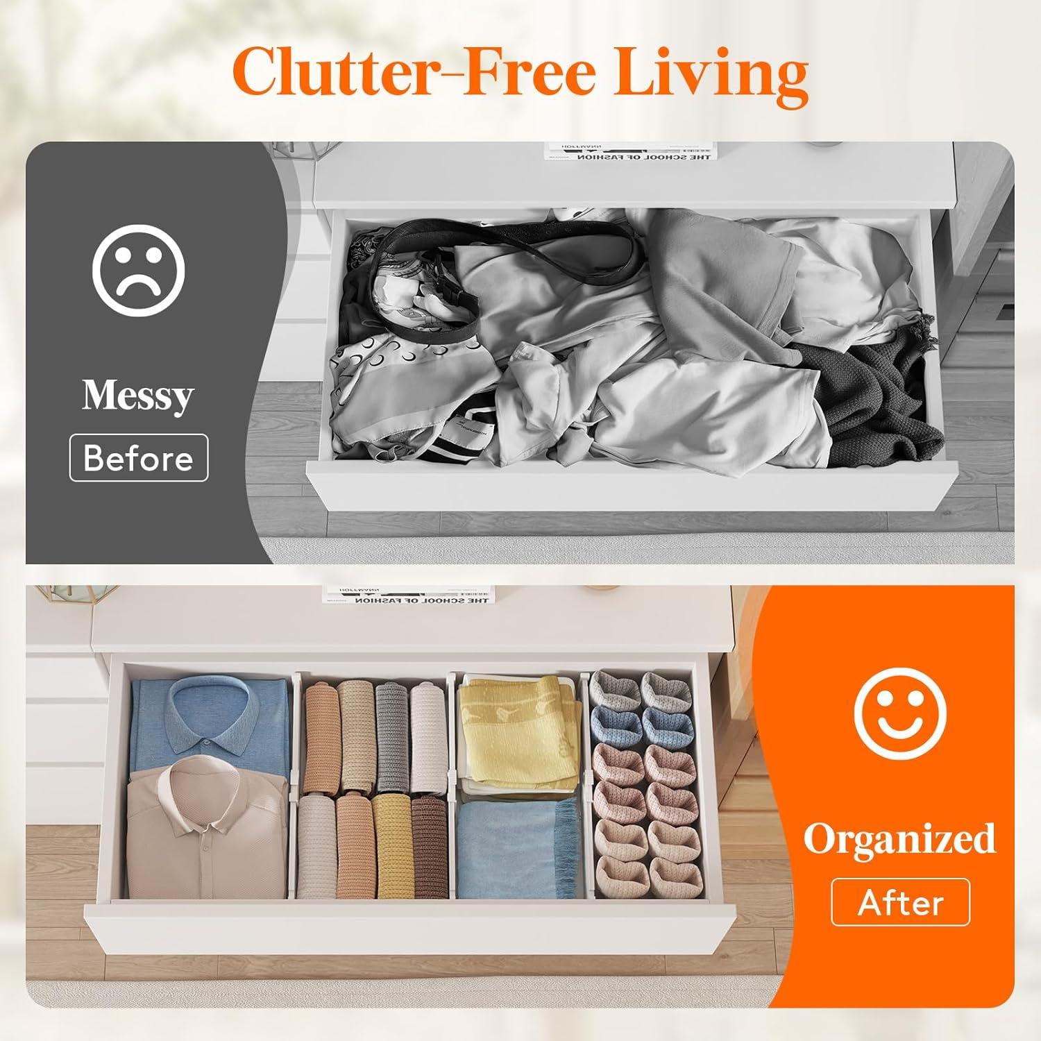 imageLifewit 9 Pack Drawer Dividers 4quot High 105165quot Dresser Drawer Divider Adjustable Drawer Organizers for Clothes Plastic Drawers Separators for Dresser Bedroom Bathroom Kitchen Office14