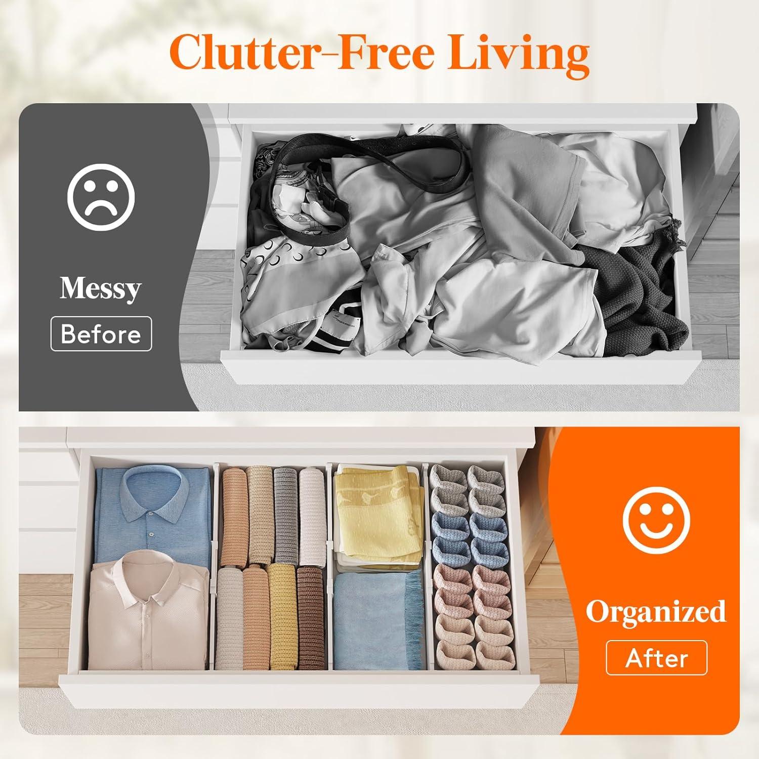 imageLifewit 9 Pack Drawer Dividers 4quot High 105165quot Dresser Drawer Divider Adjustable Drawer Organizers for Clothes Plastic Drawers Separators for Dresser Bedroom Bathroom Kitchen Office5