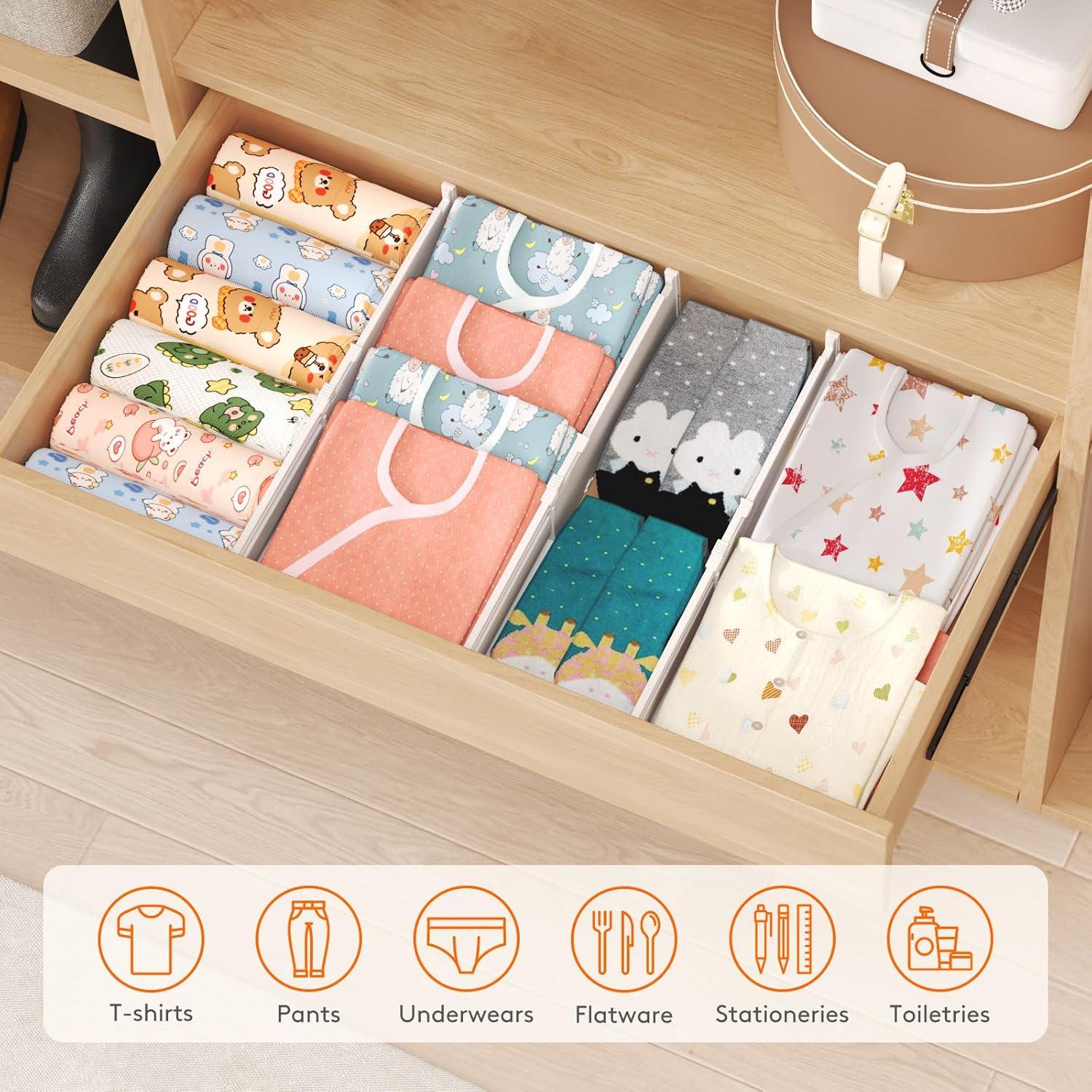 imageLifewit 9 Pack Drawer Dividers 4quot High 105165quot Dresser Drawer Divider Adjustable Drawer Organizers for Clothes Plastic Drawers Separators for Dresser Bedroom Bathroom Kitchen Office9