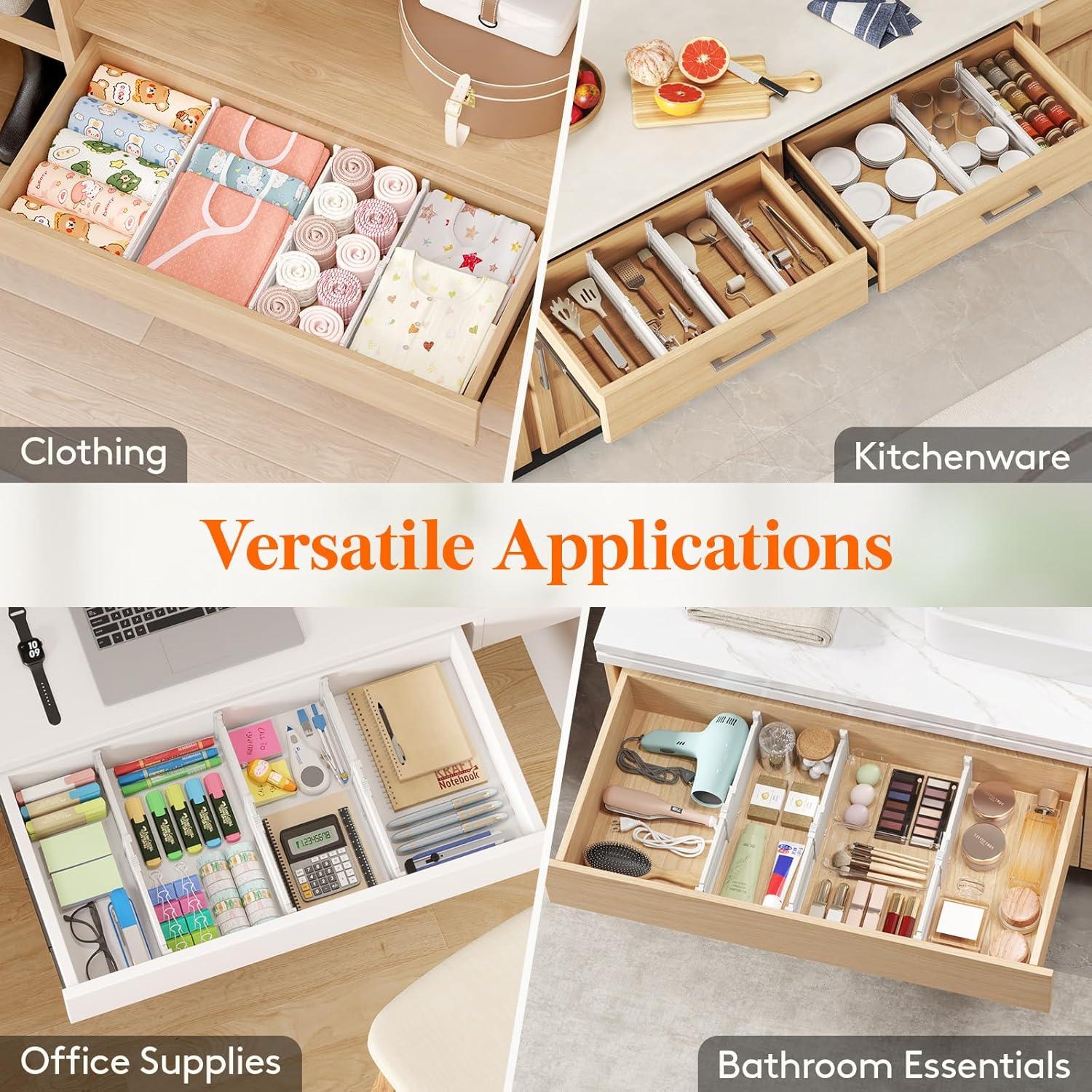 imageLifewit 9 Pack Drawer Dividers 4quot High 105165quot Dresser Drawer Divider Adjustable Drawer Organizers for Clothes Plastic Drawers Separators for Dresser Bedroom Bathroom Kitchen Office9