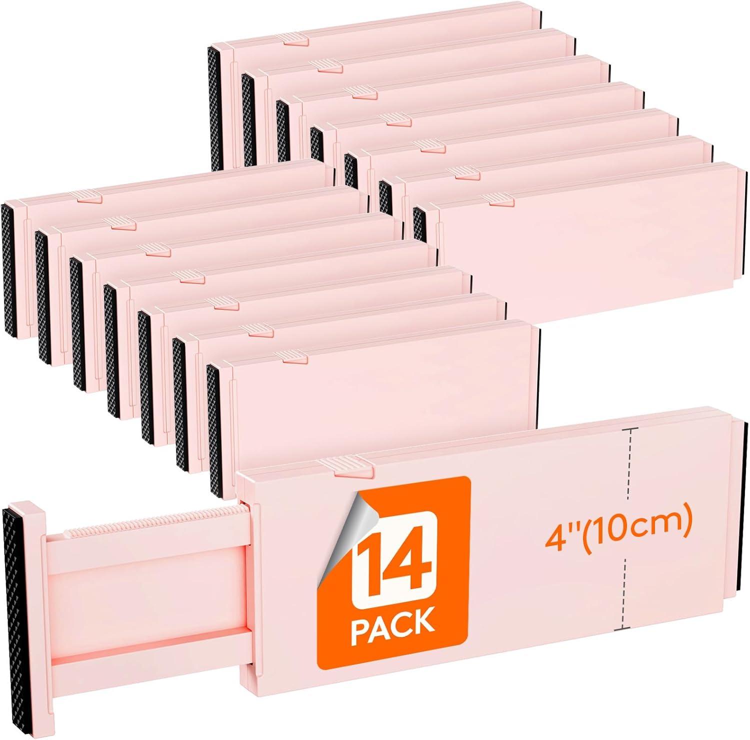 imageLifewit 9 Pack Drawer Dividers 4quot High 1117quot Adjustable Drawer Organizers for Clothes Expandable Dresser Separators in BedroomBathroomKitchenFridgeOffice Organization and Storage WhitePink