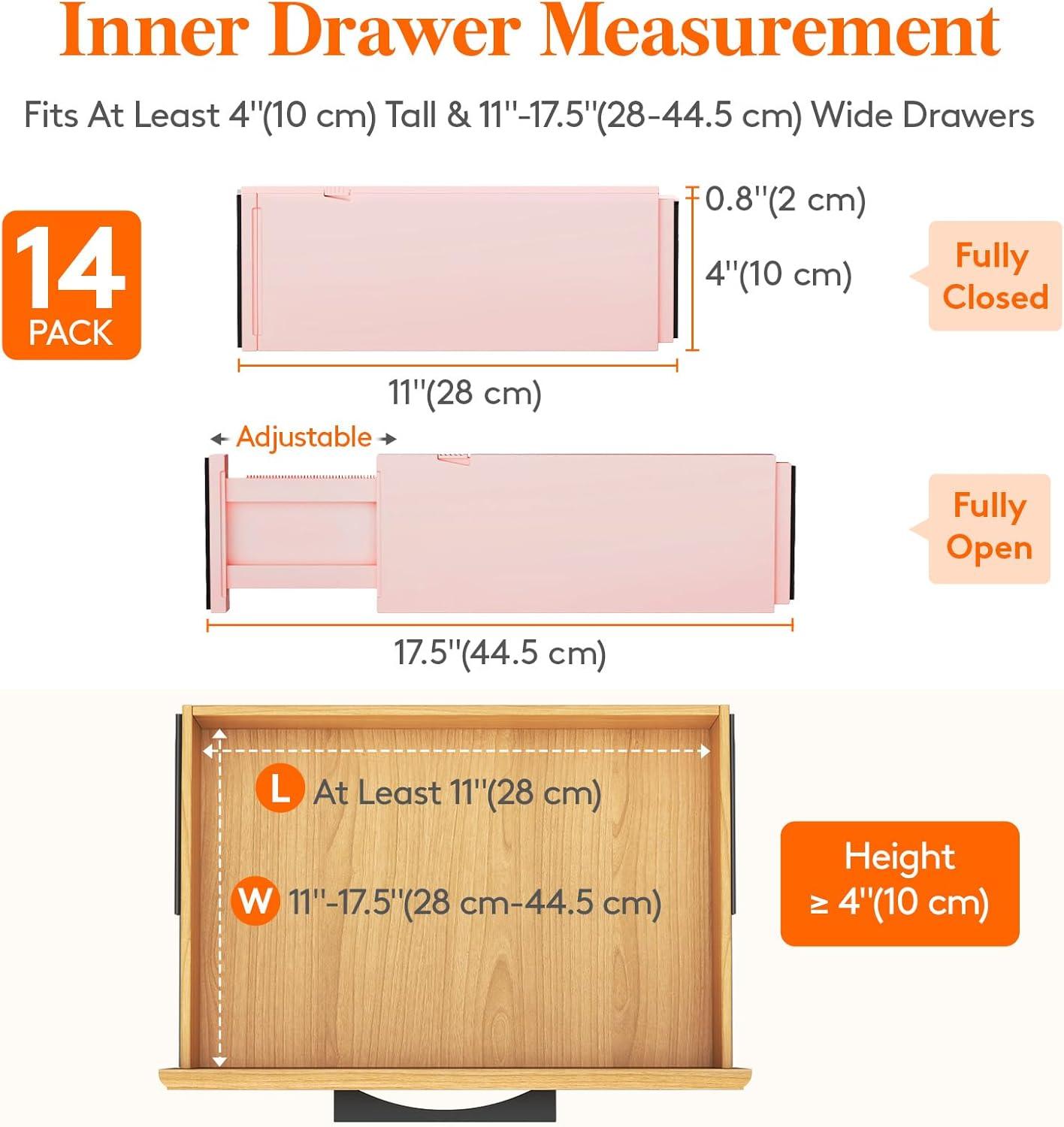imageLifewit 9 Pack Drawer Dividers 4quot High 1117quot Adjustable Drawer Organizers for Clothes Expandable Dresser Separators in BedroomBathroomKitchenFridgeOffice Organization and Storage WhitePink