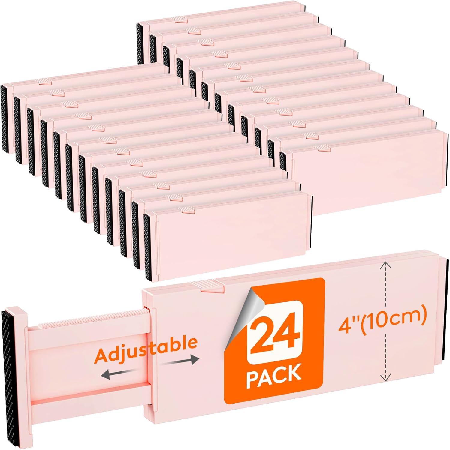 imageLifewit 9 Pack Drawer Dividers 4quot High 1117quot Adjustable Drawer Organizers for Clothes Expandable Dresser Separators in BedroomBathroomKitchenFridgeOffice Organization and Storage WhitePink