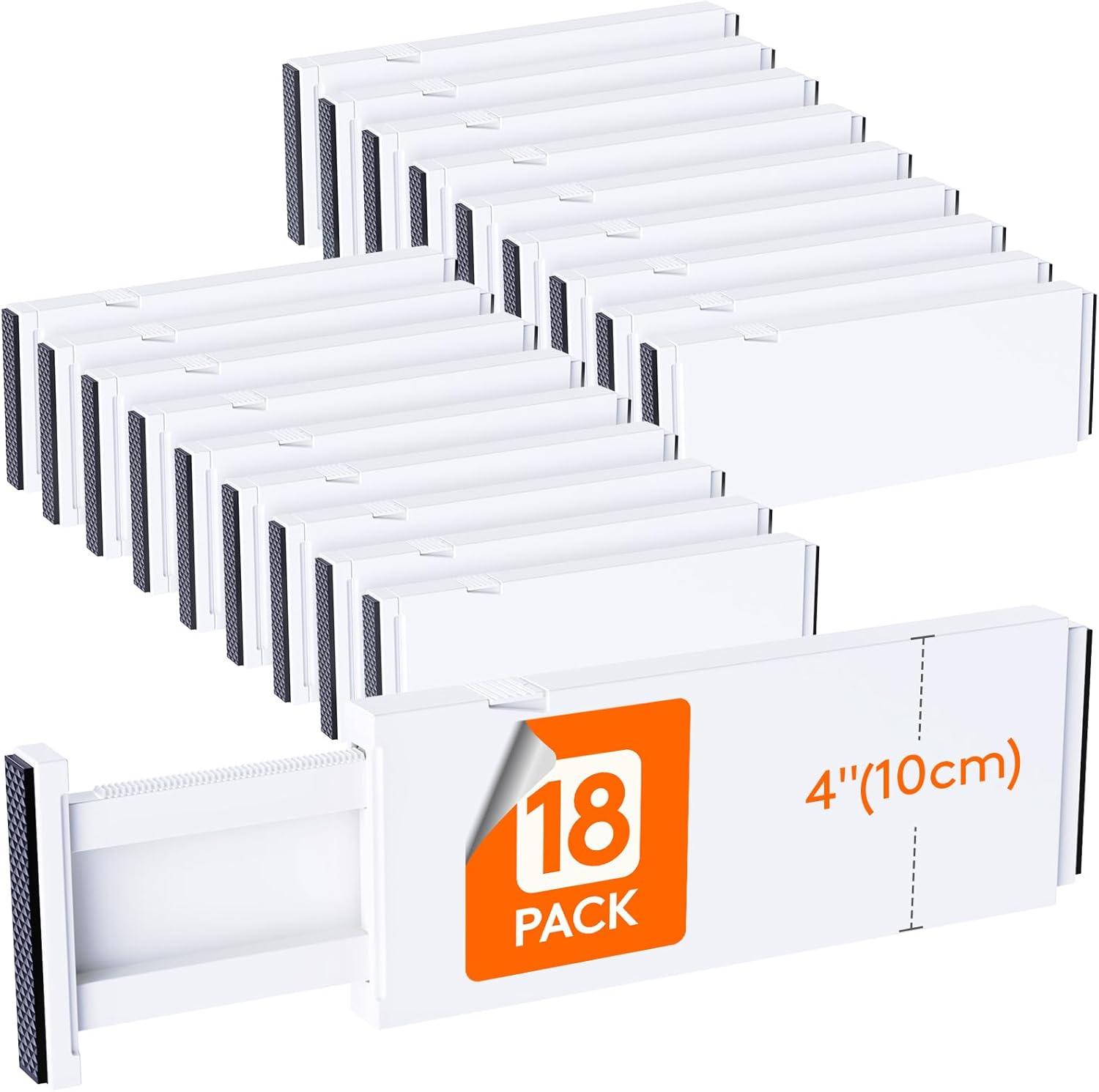 imageLifewit 9 Pack Drawer Dividers 4quot High 1117quot Adjustable Drawer Organizers for Clothes Expandable Dresser Separators in BedroomBathroomKitchenFridgeOffice Organization and Storage WhiteWhite