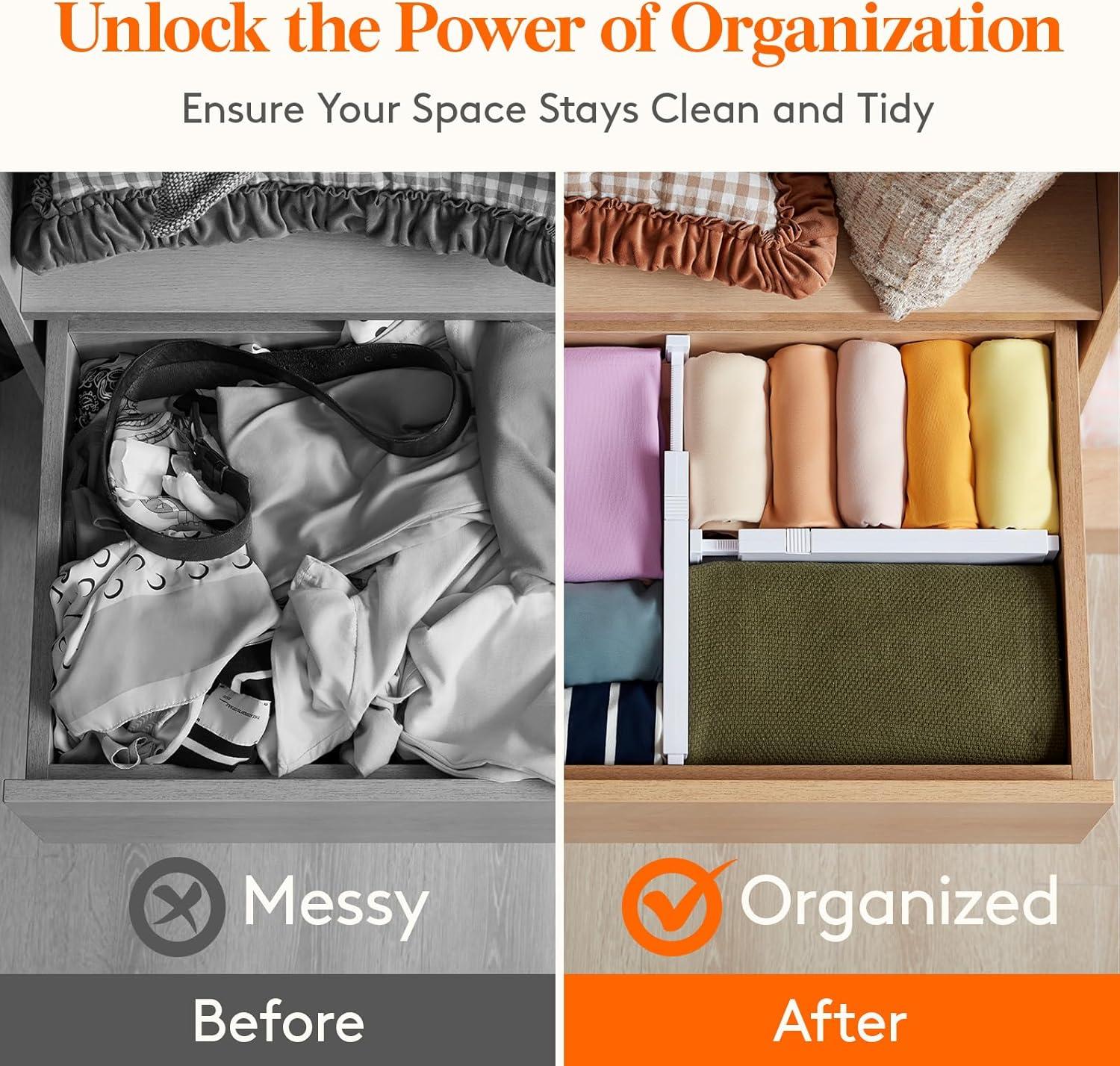 imageLifewit 9 Pack Drawer Dividers 4quot High 1117quot Adjustable Drawer Organizers for Clothes Expandable Dresser Separators in BedroomBathroomKitchenFridgeOffice Organization and Storage WhiteWhite