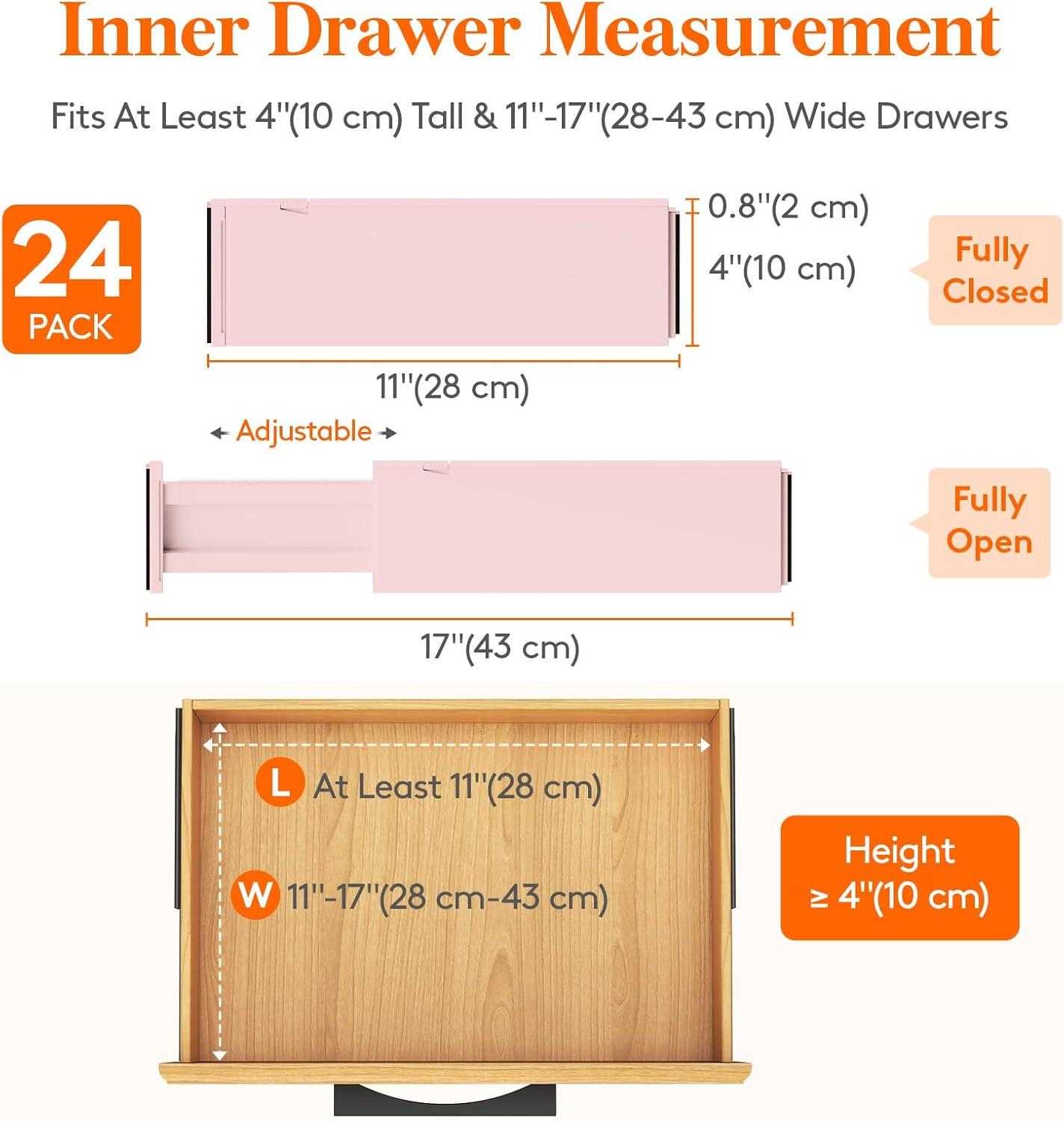 imageLifewit 9 Pack Drawer Dividers 4quot High 1117quot Adjustable Drawer Organizers for Clothes Expandable Dresser Separators in BedroomBathroomKitchenFridgeOffice Organization and Storage WhitePink