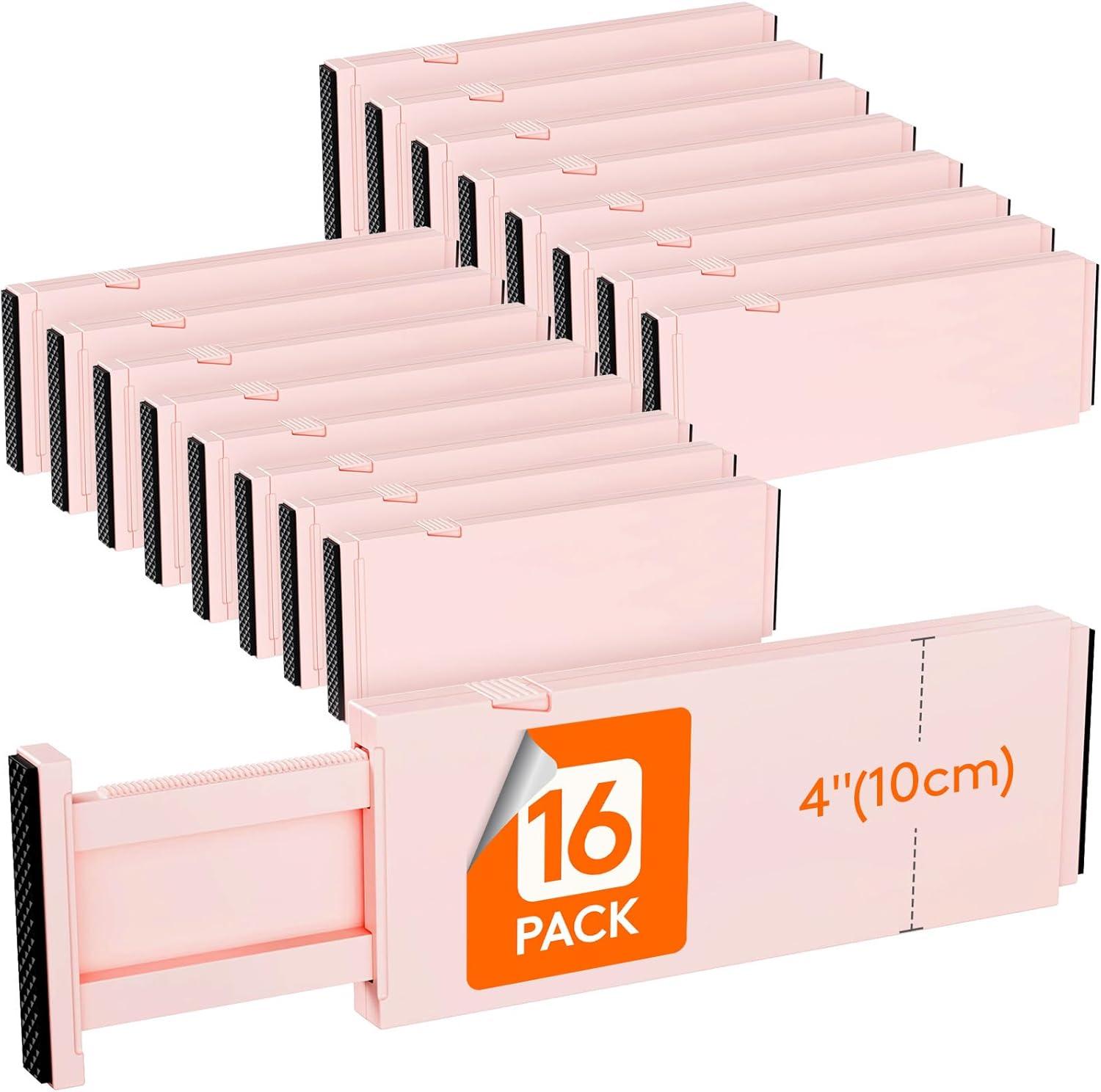 imageLifewit 9 Pack Drawer Dividers 4quot High 1117quot Adjustable Drawer Organizers for Clothes Expandable Dresser Separators in BedroomBathroomKitchenFridgeOffice Organization and Storage WhitePink