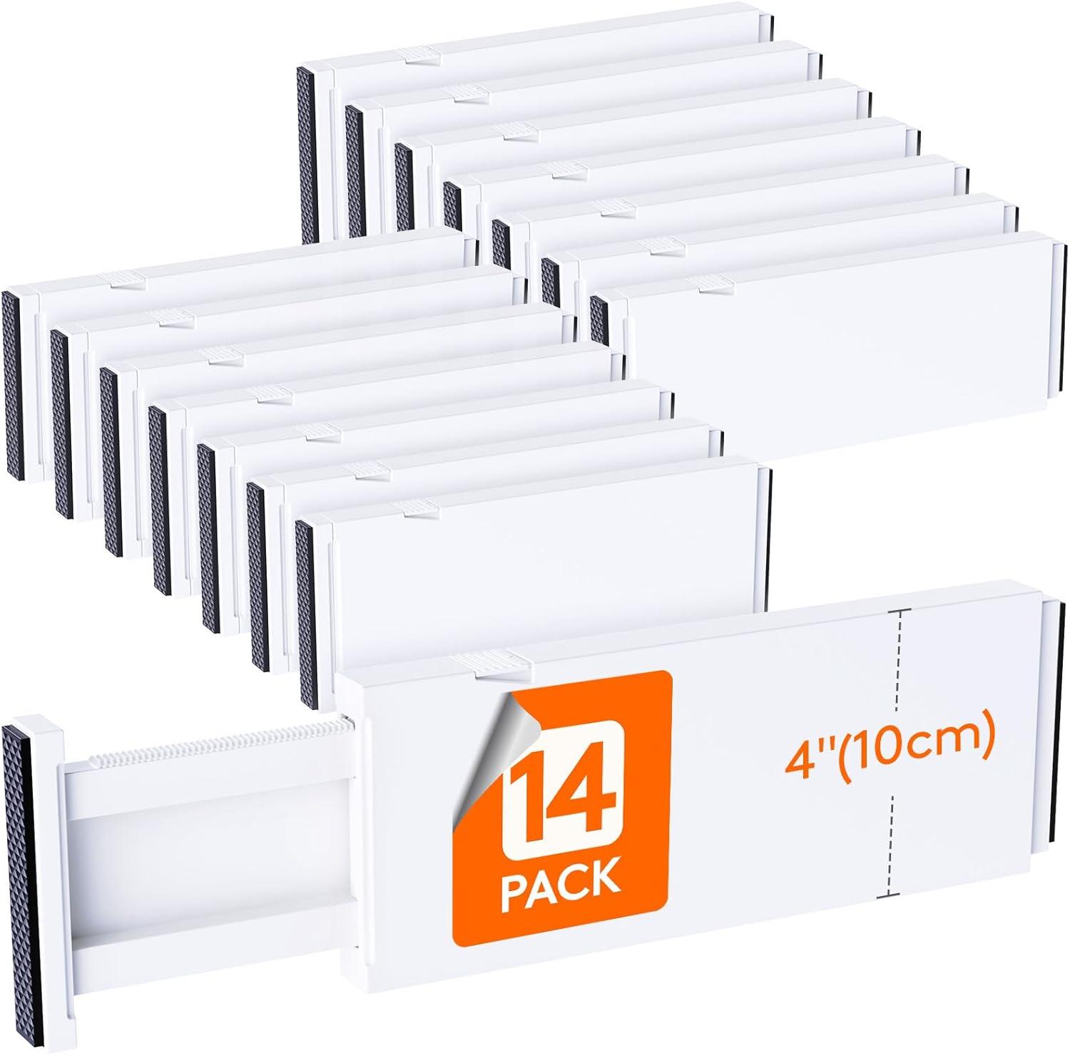 imageLifewit 9 Pack Drawer Dividers 4quot High 1117quot Adjustable Drawer Organizers for Clothes Expandable Dresser Separators in BedroomBathroomKitchenFridgeOffice Organization and Storage WhiteWhite