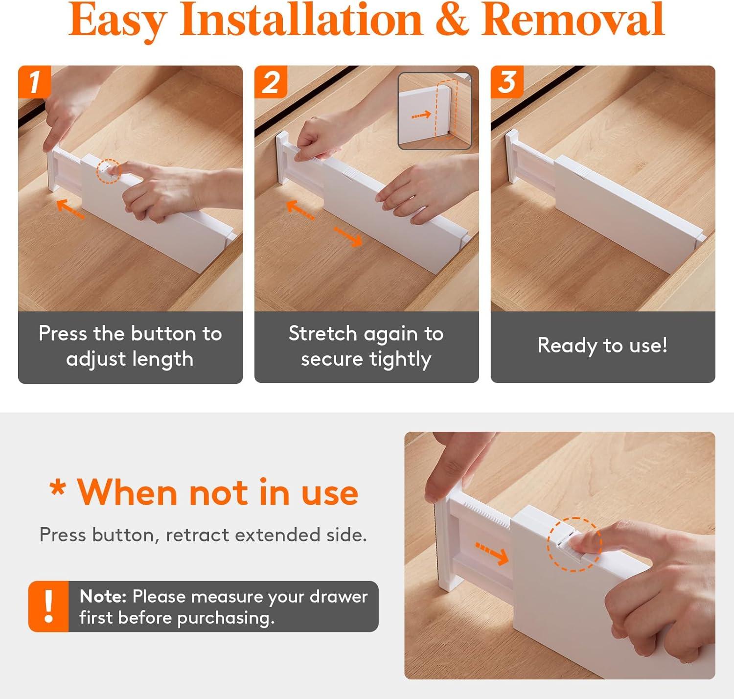 imageLifewit 9 Pack Drawer Dividers 4quot High 1117quot Adjustable Drawer Organizers for Clothes Expandable Dresser Separators in BedroomBathroomKitchenFridgeOffice Organization and Storage WhiteWhite