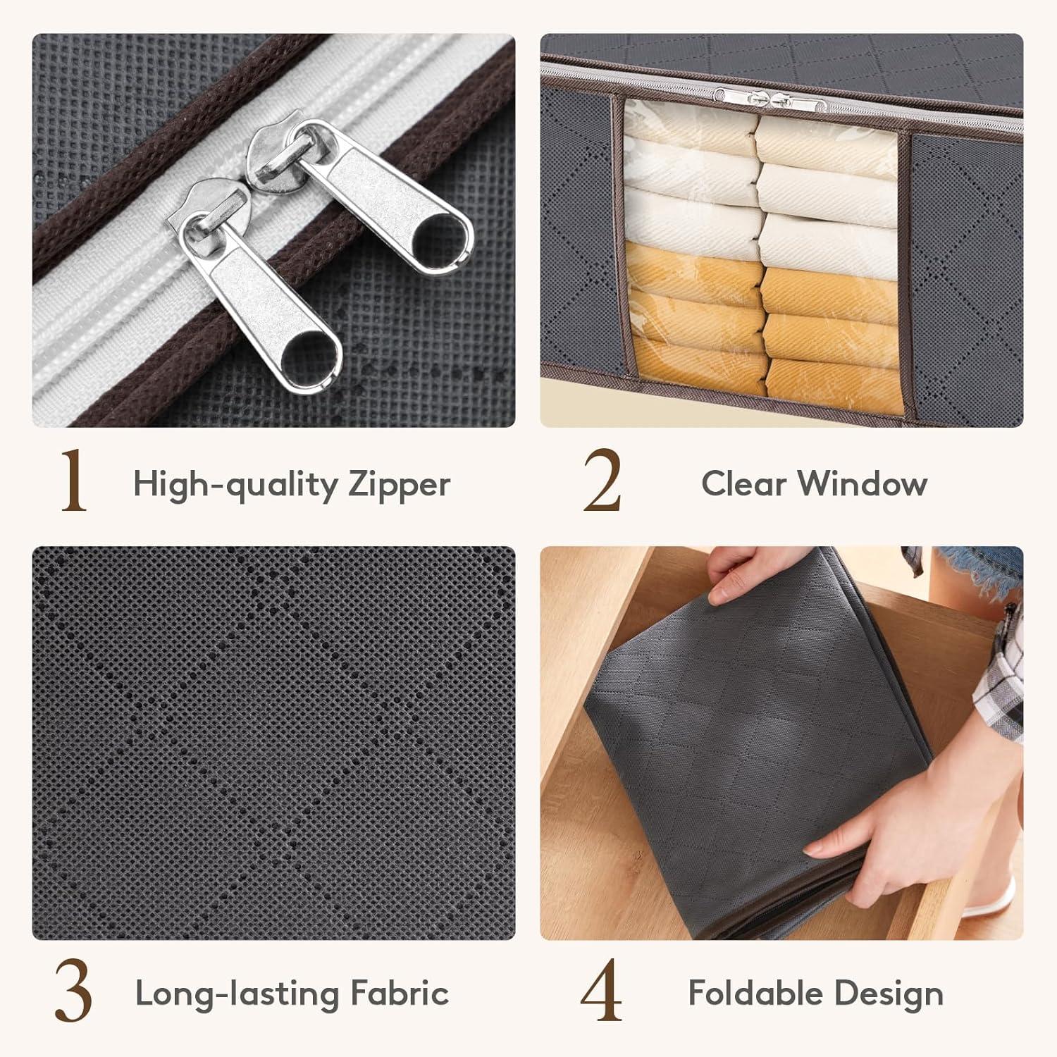 imageLifewit 90L Large Storage Bags Closet Organizers and Storage Clothes Storage Bins with Lids Foldable Storage Containers with Reinforced Handles for Clothing Blanket Bedding Comforter 3 Pack GrayGray