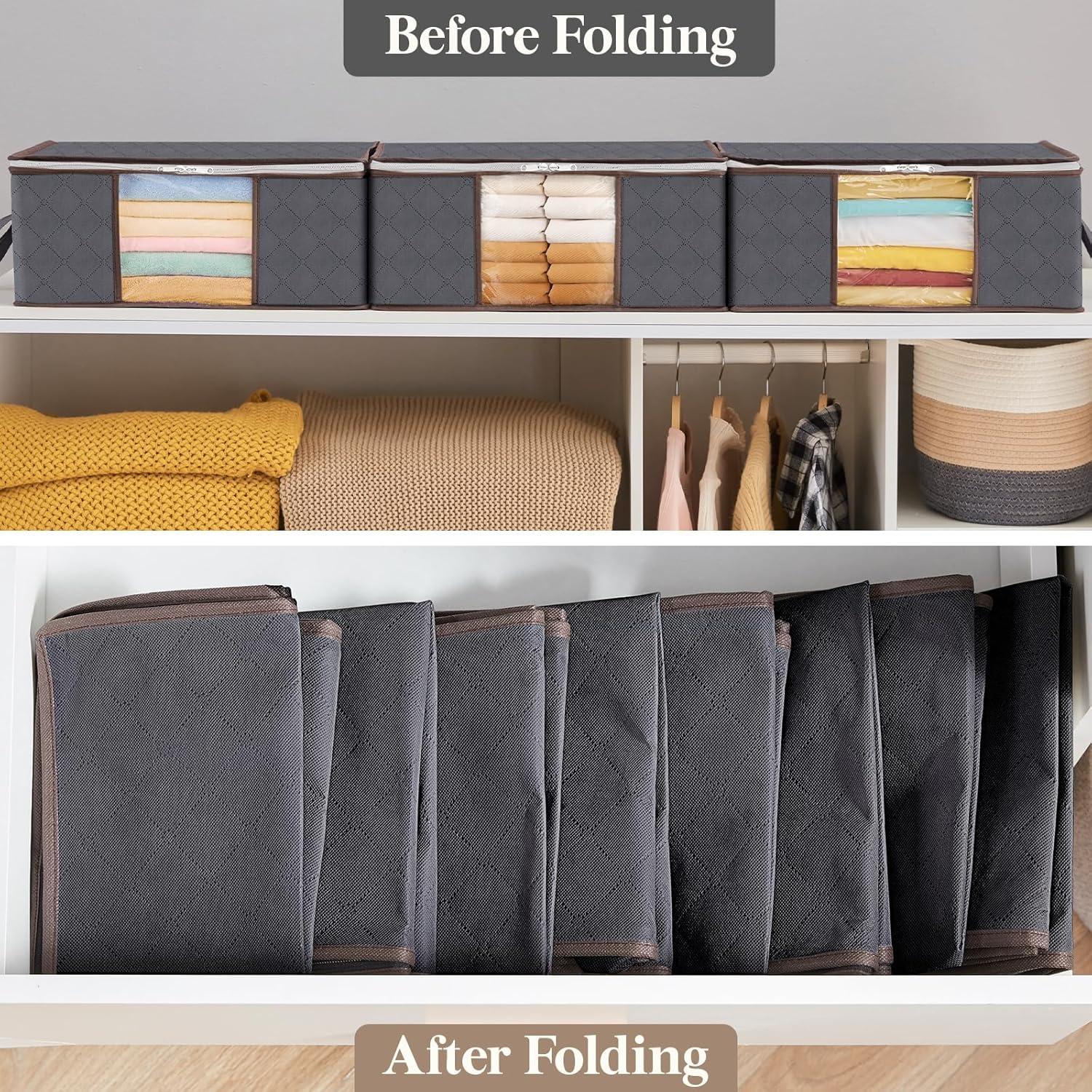 imageLifewit 90L Large Storage Bags Closet Organizers and Storage Clothes Storage Bins with Lids Foldable Storage Containers with Reinforced Handles for Clothing Blanket Bedding Comforter 3 Pack GrayGray